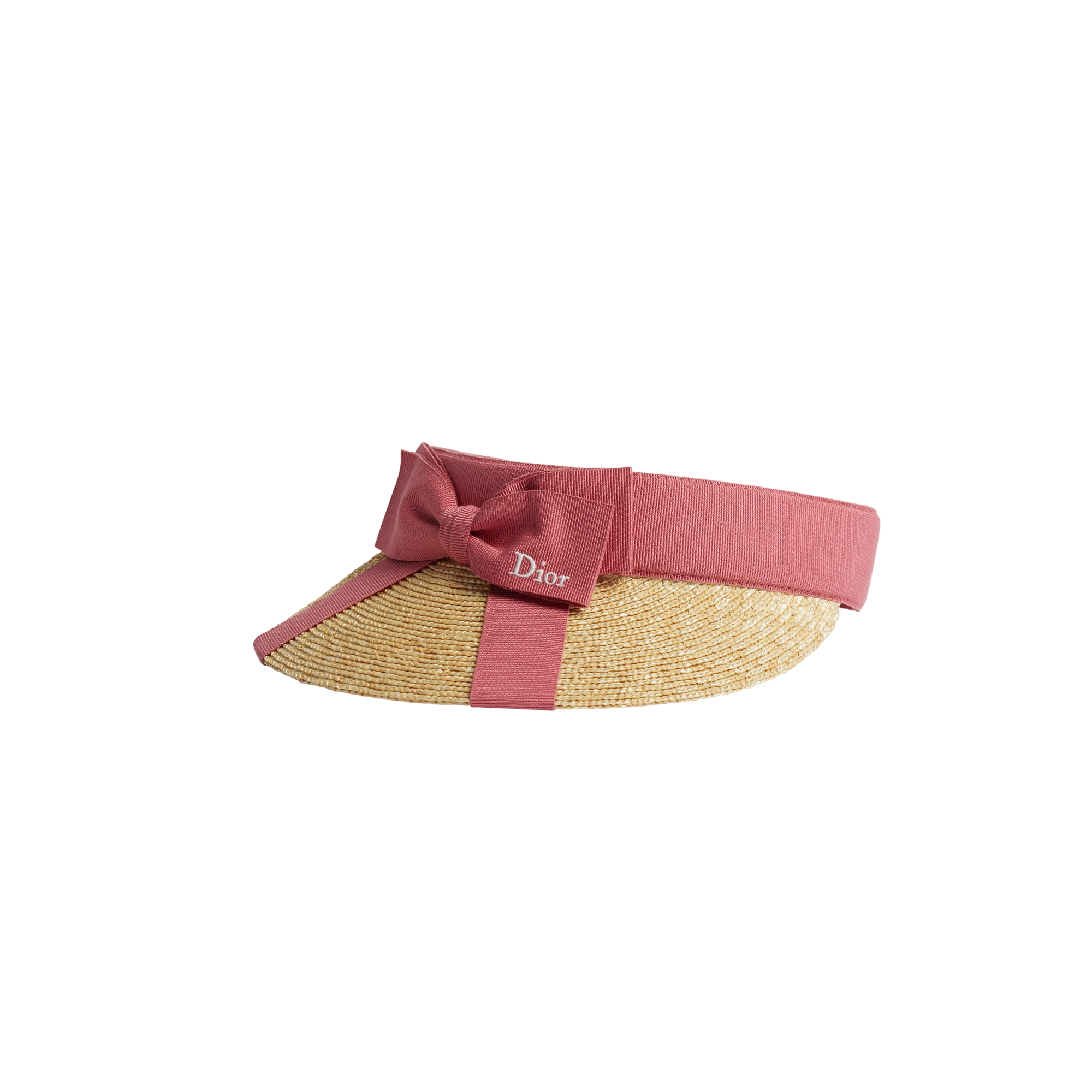 Dioriviera D-Smash Visor Straw and Fraise Grosgrain E03