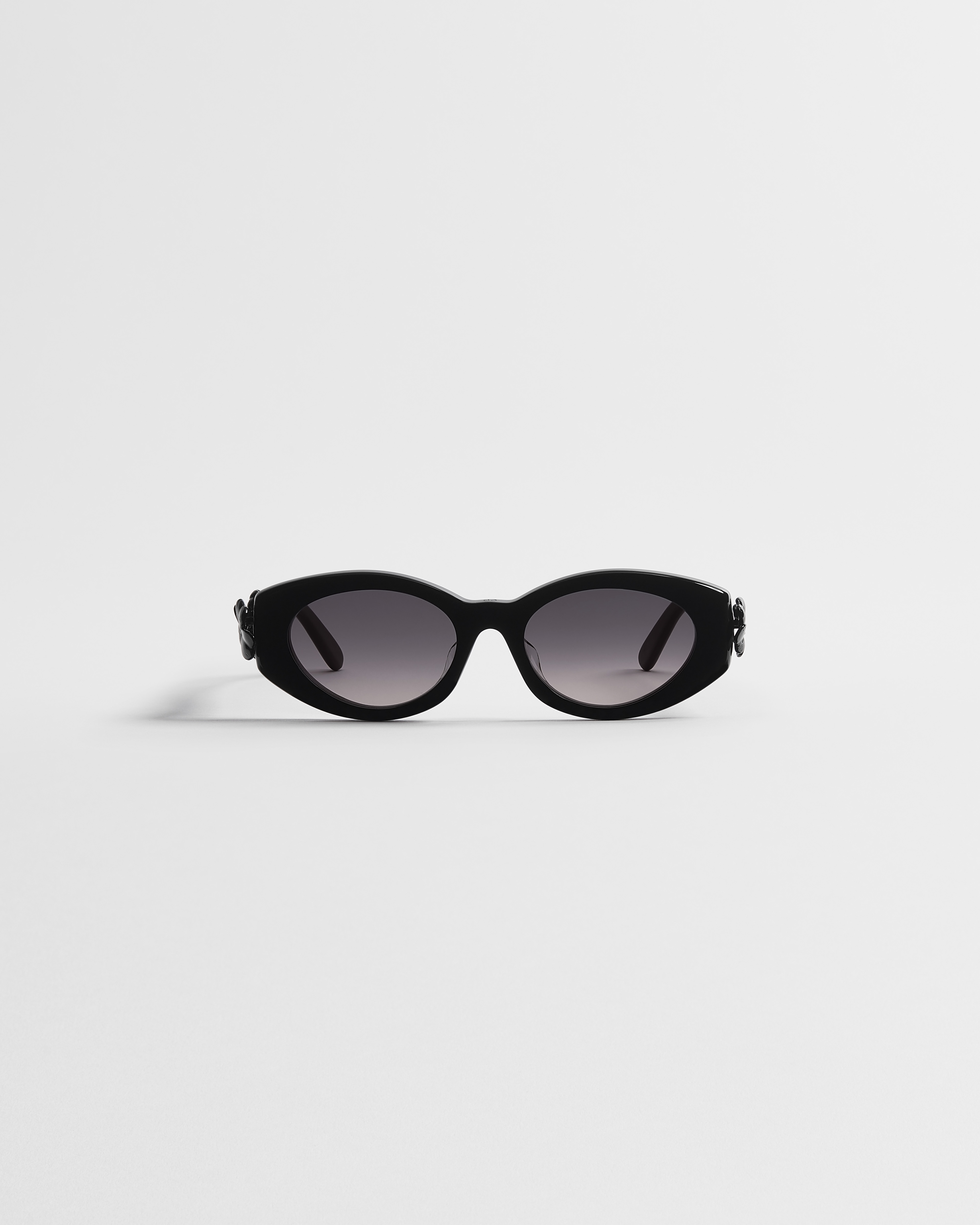 Dior Clover B1F Shiny Black Oval Sunglasses E01