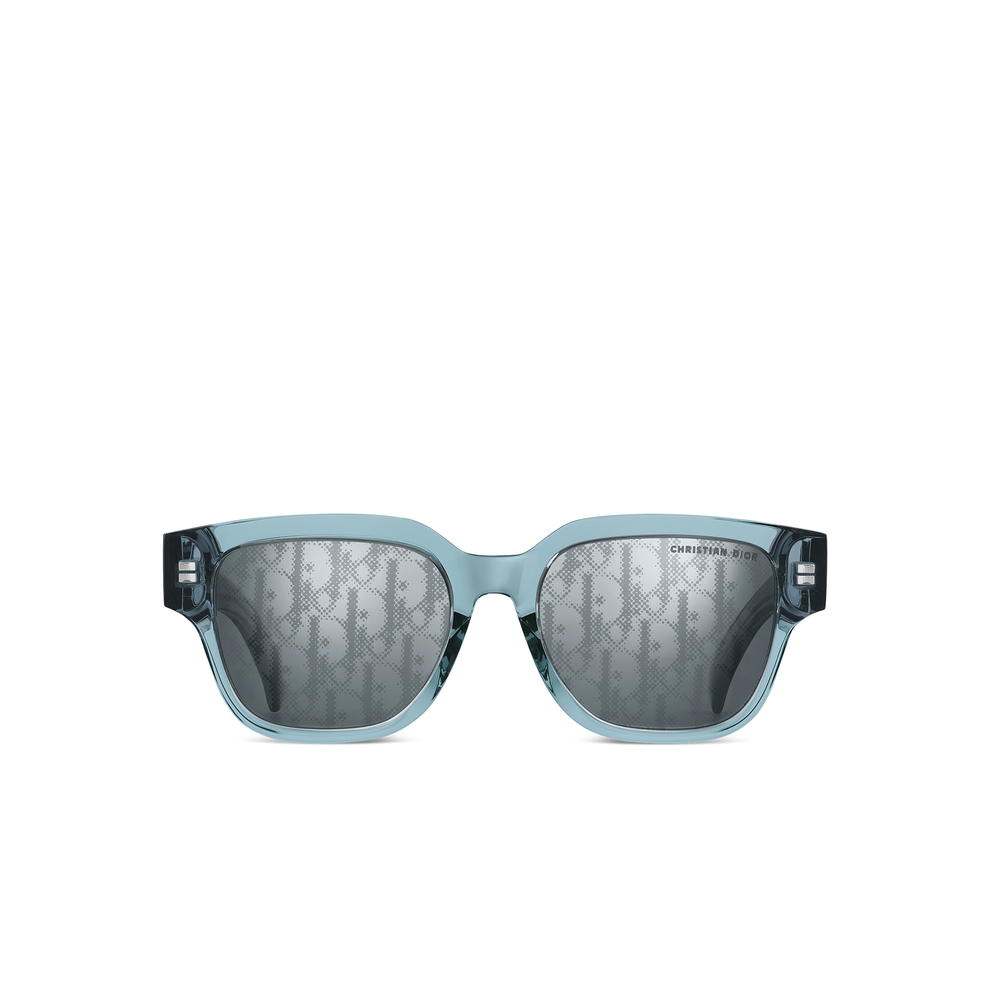 Dior Oblique S1F แว่นกันแดดทรงสี่เหลี่ยมจัตุรัสสีน้ำเงินใส E01