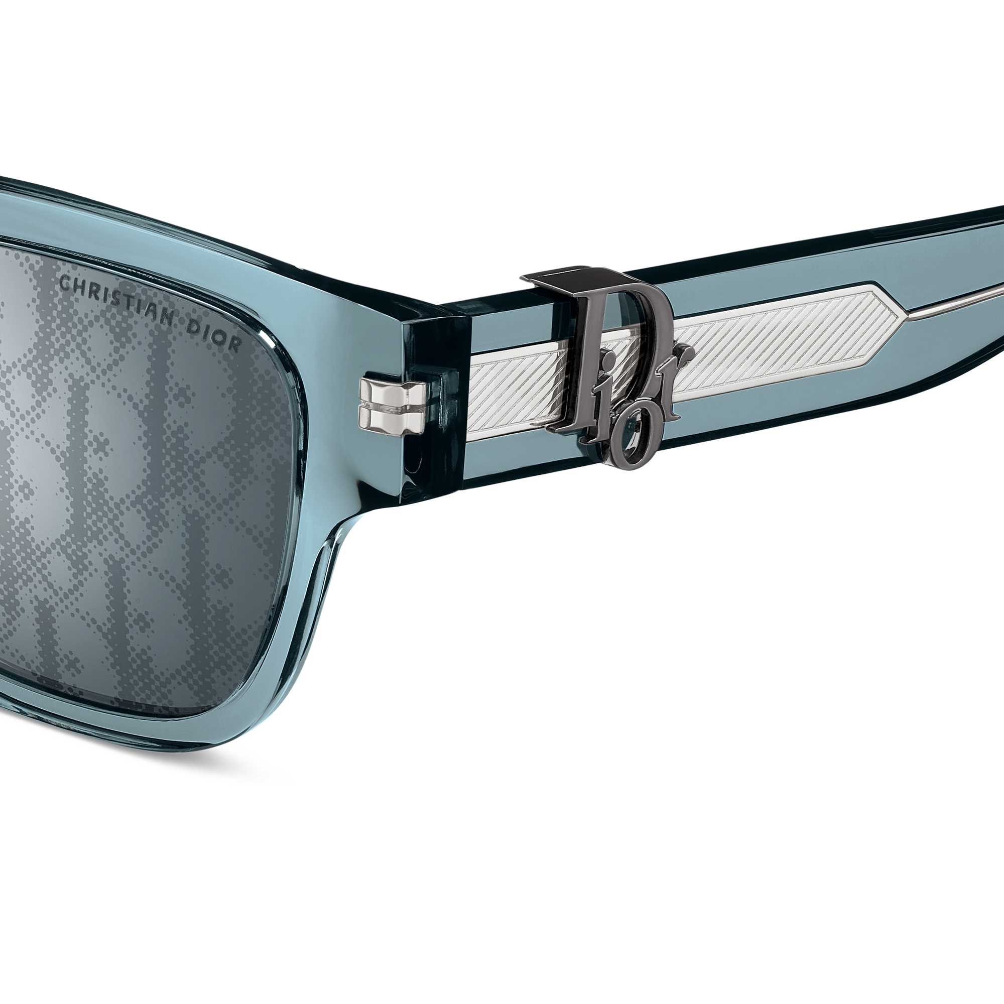 Dior Oblique S1F แว่นกันแดดทรงสี่เหลี่ยมจัตุรัสสีน้ำเงินใส E09