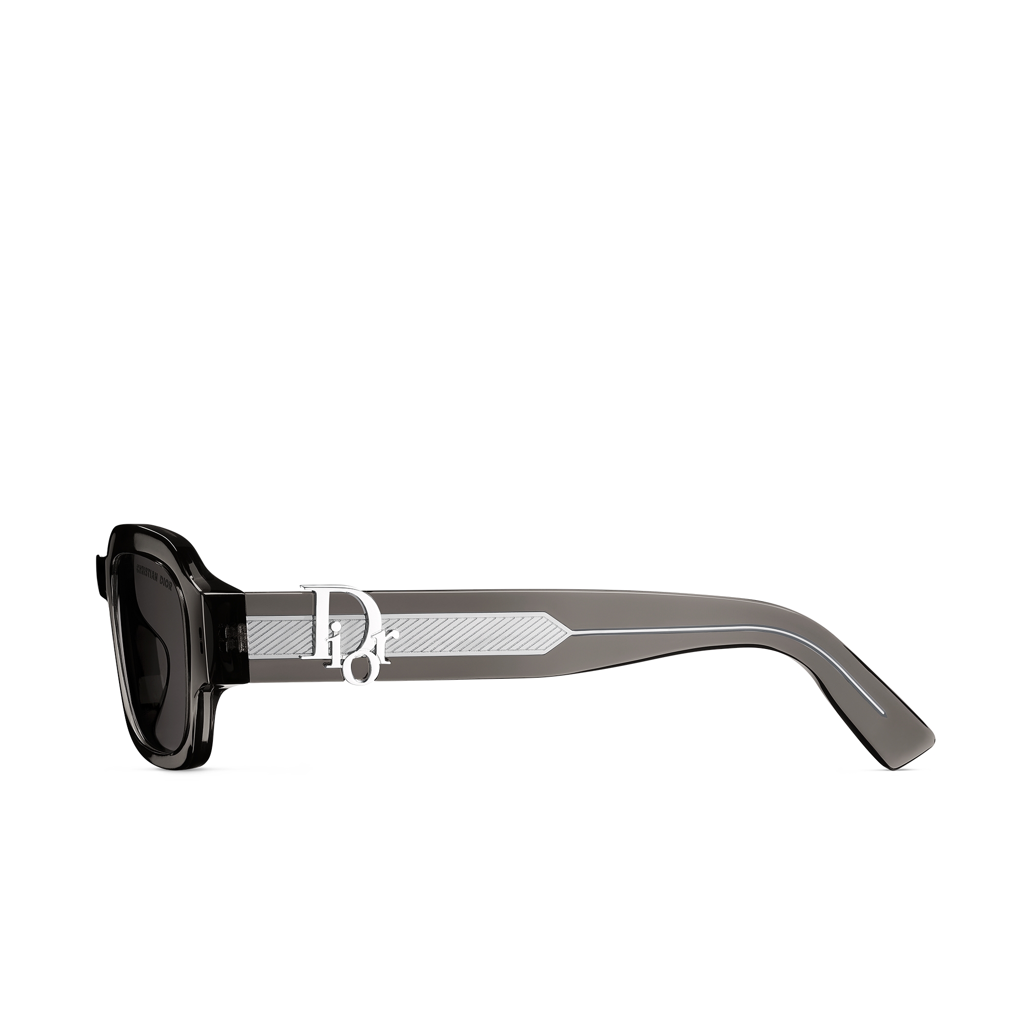 Dior Oblique S2I แว่นกันแดดทรงสี่เหลี่ยมผืนผ้าสีดำใส E02