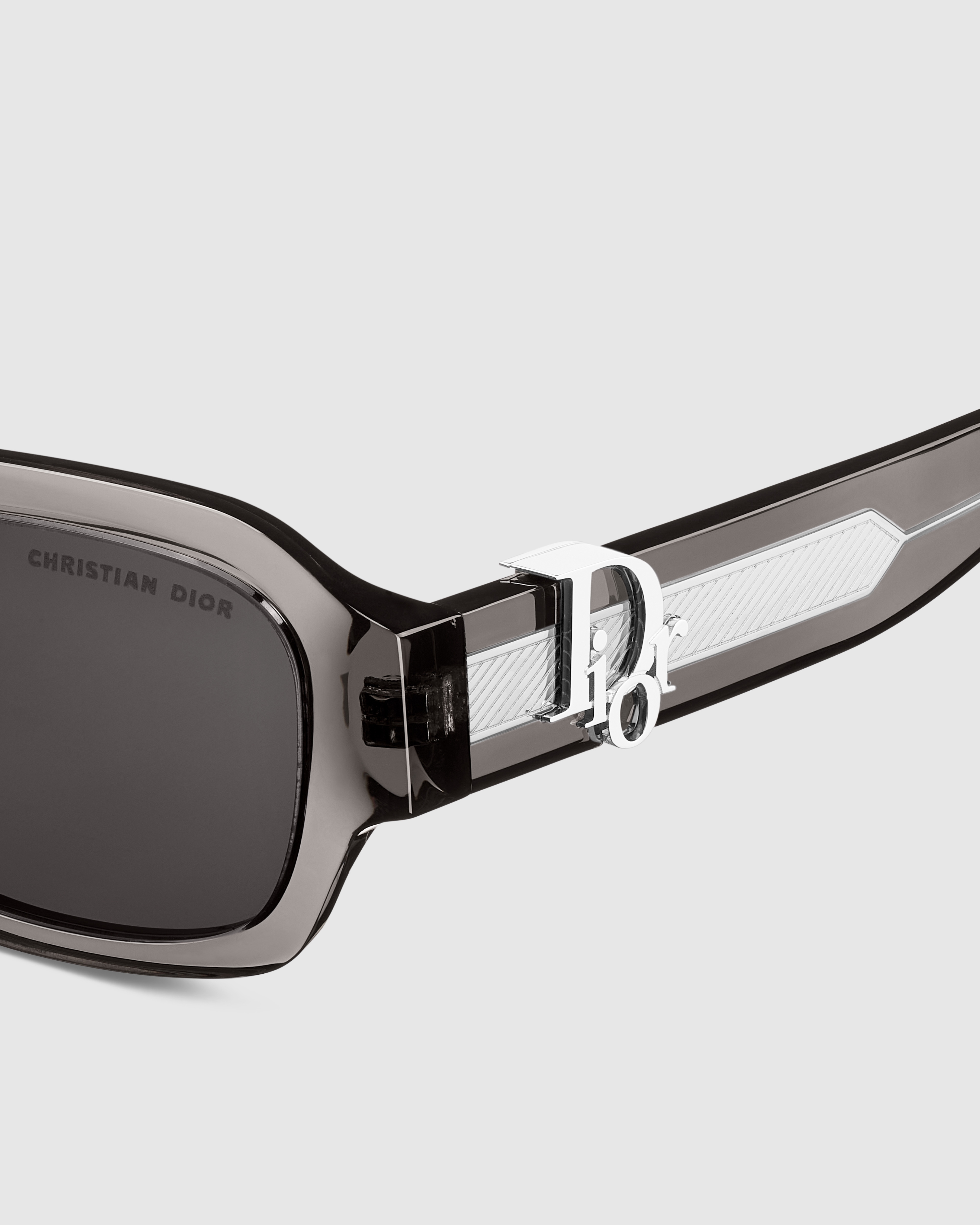 Dior Oblique S2I Rechteckige Sonnenbrille in transparentem Schwarz E09