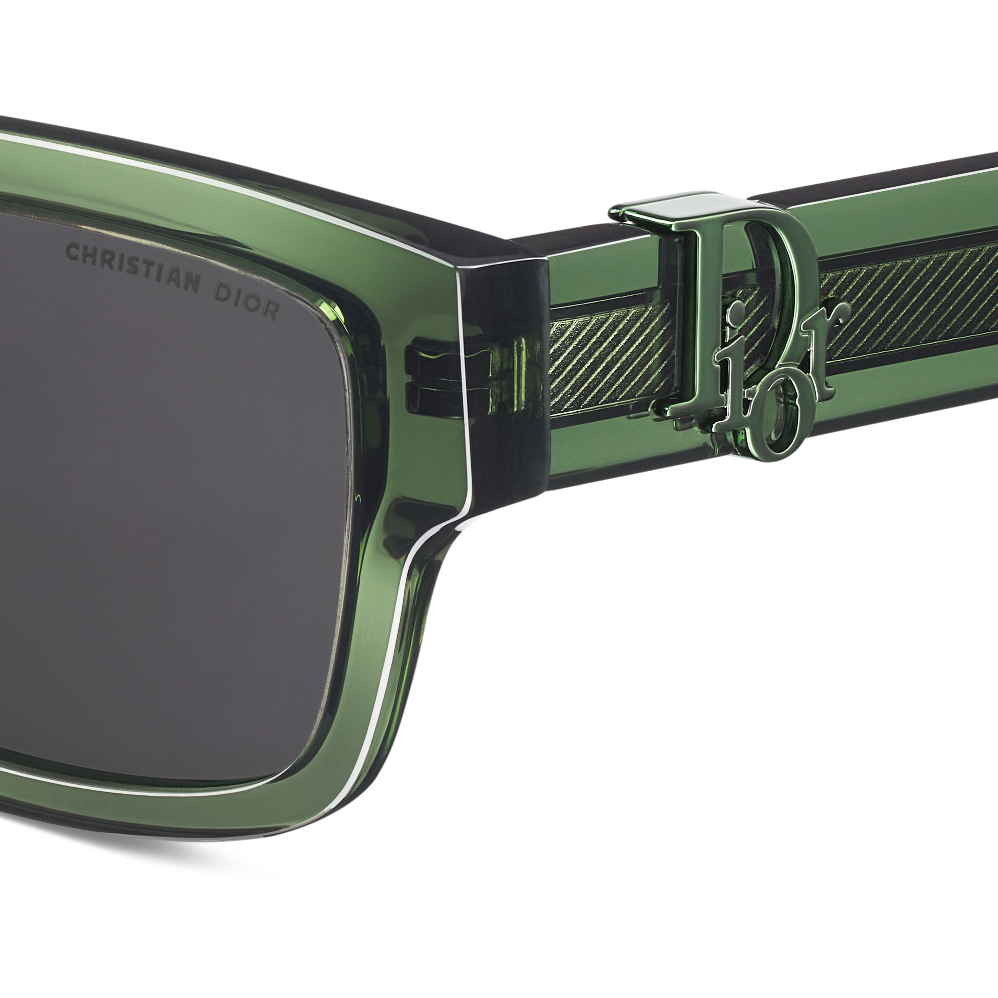 Dior Oblique S3F Transparent Forest Green Rectangular Sunglasses E09