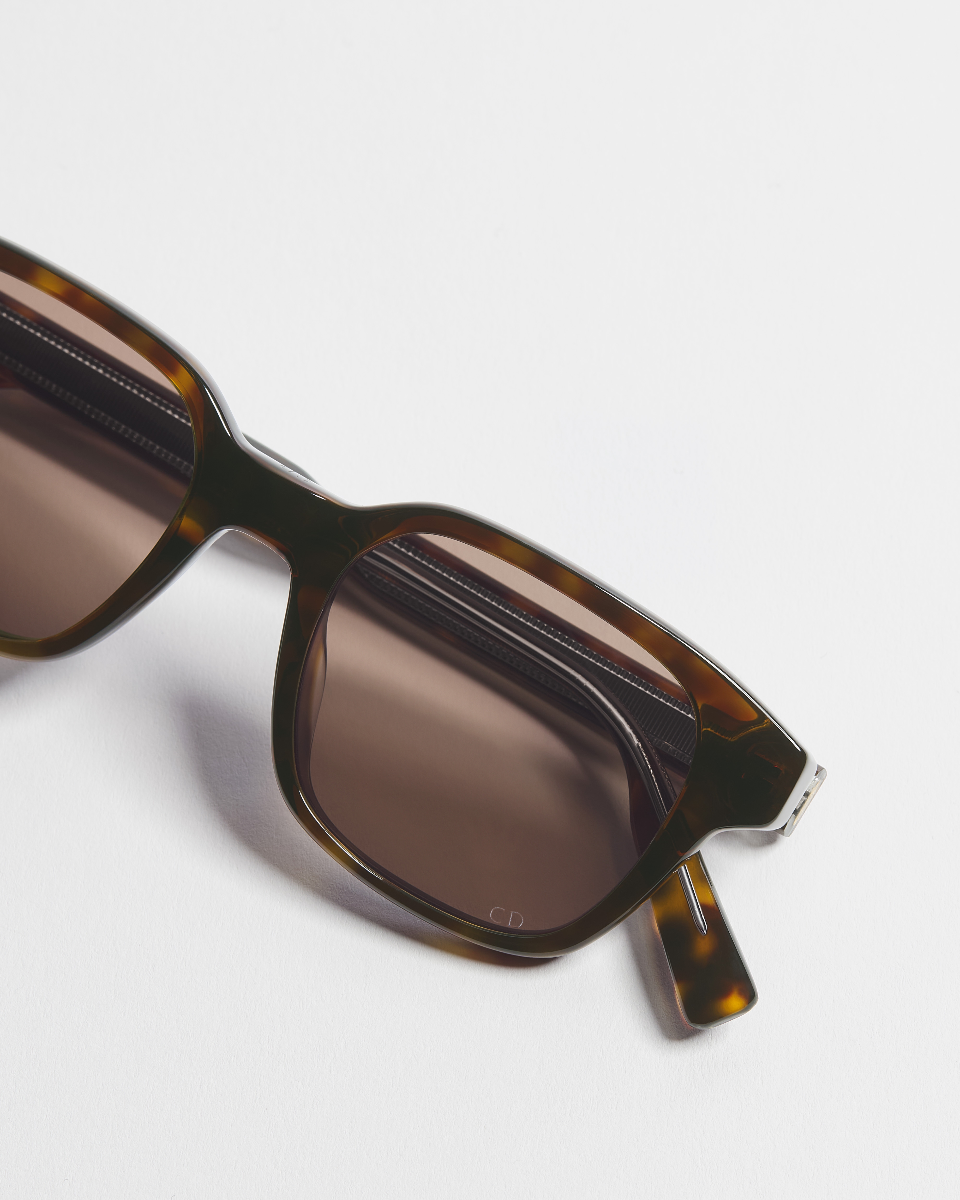 DioRibbon S1I Brown Tortoiseshell-Effect Square Sunglasses E06