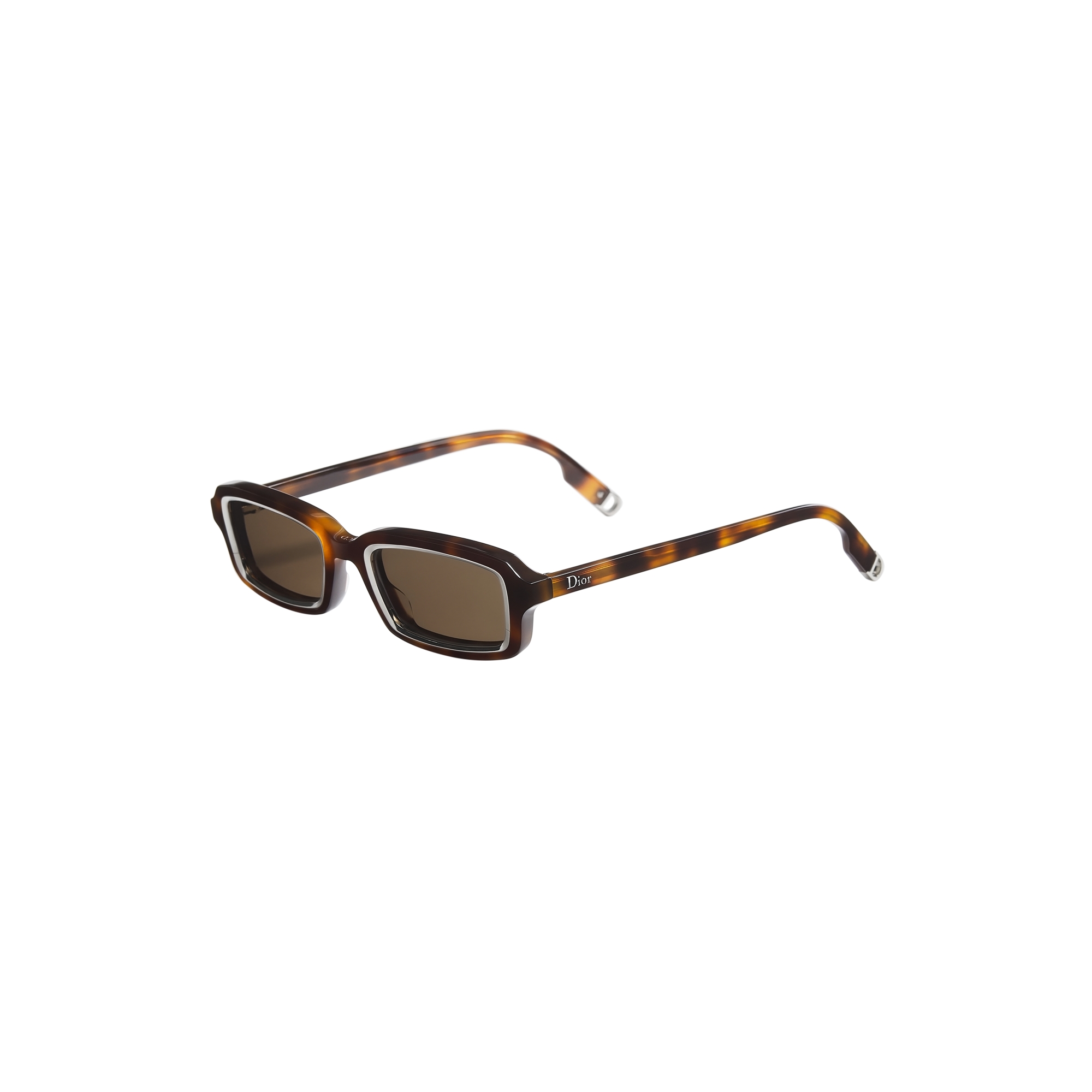  Brown Tortoiseshell-Effect Rectangular Sunglasses