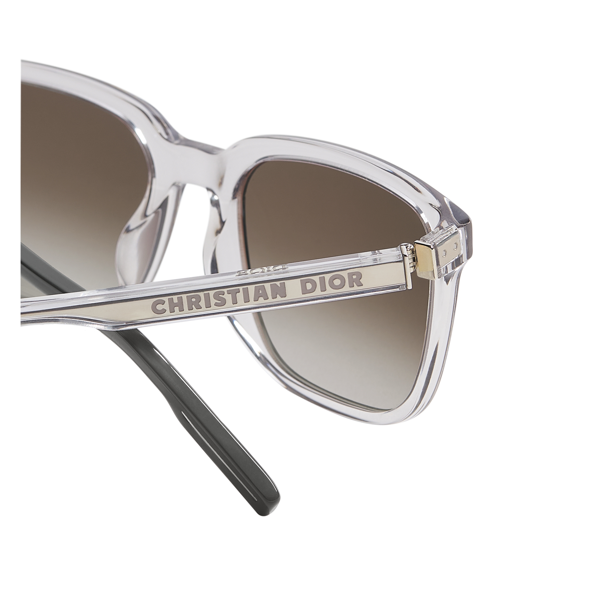DiorTag SU Transparent Light Gray Rectangular Sunglasses E08