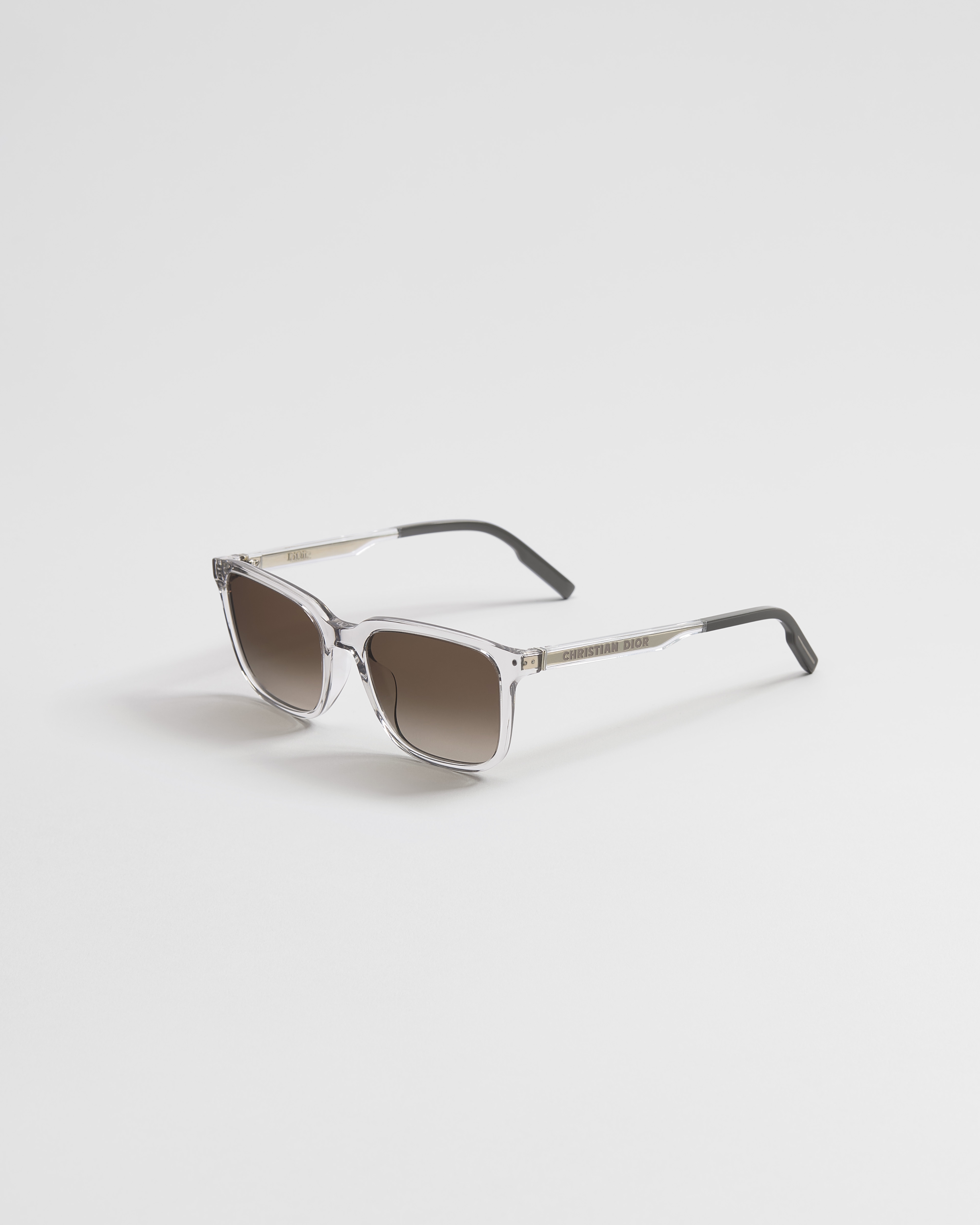 DiorTag SU Transparent Light Gray Rectangular Sunglasses E03