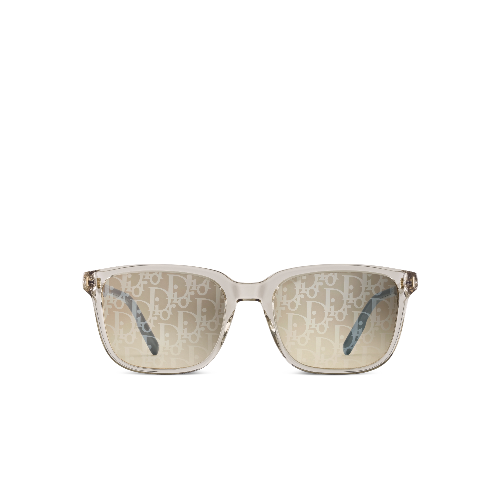 DiorTag SU แว่นตากันแดดทรงสี่เหลี่ยมผืนผ้าสีเบจใส E01