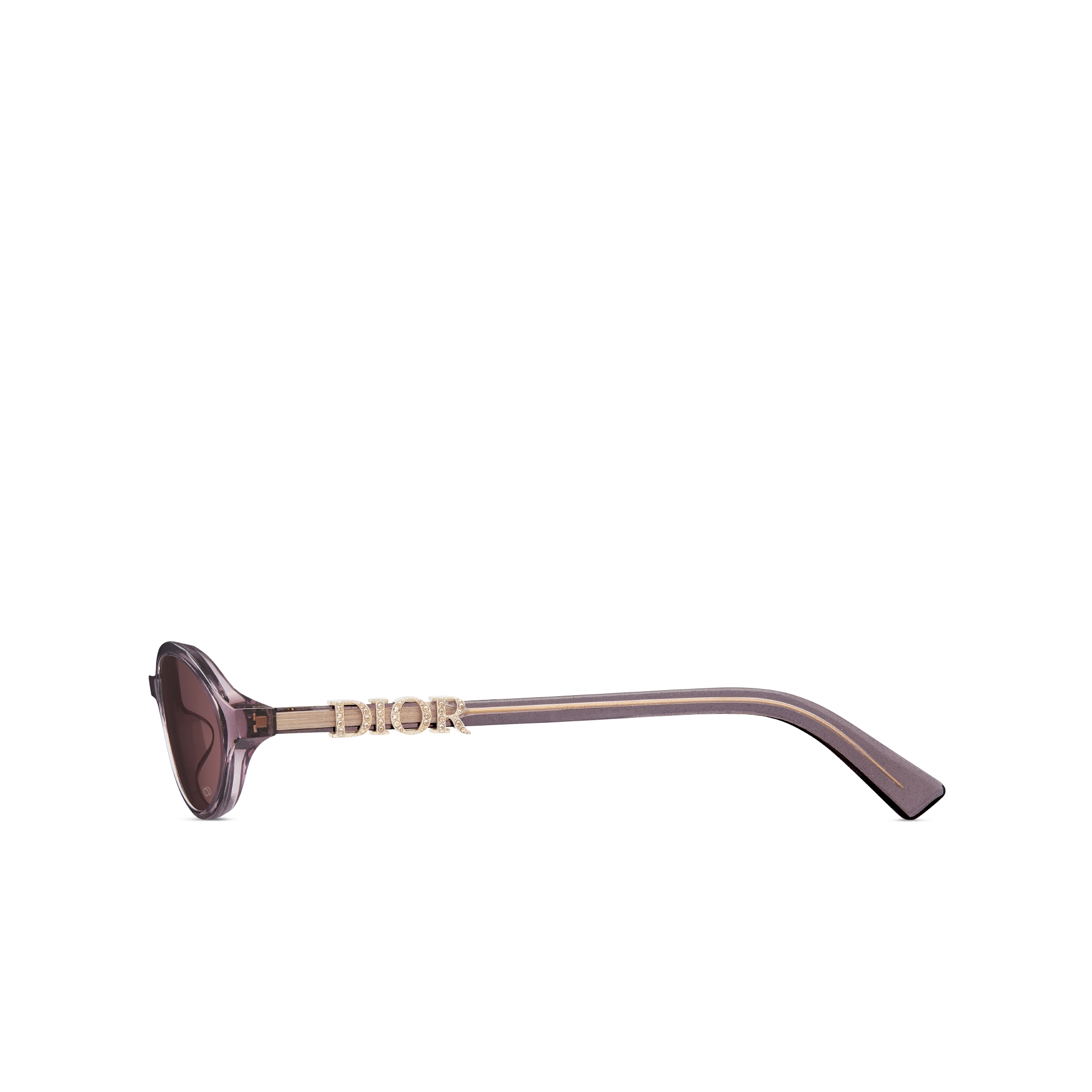 DiorTreasure R1I Ovale Sonnenbrille in transparentem Lila mit Glitzereffekt E02