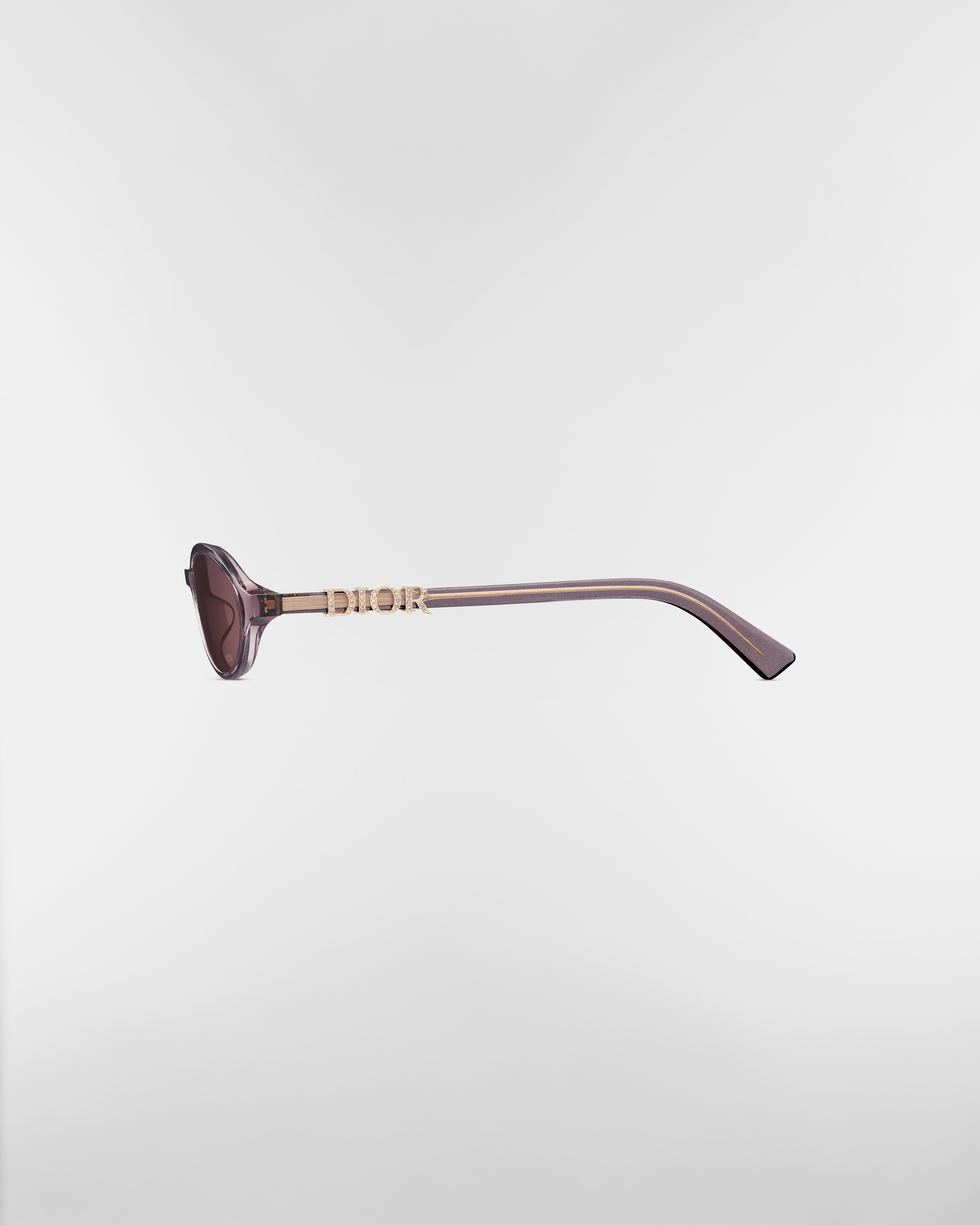 DiorTreasure R1I Ovale Sonnenbrille in transparentem Lila mit Glitzereffekt E02