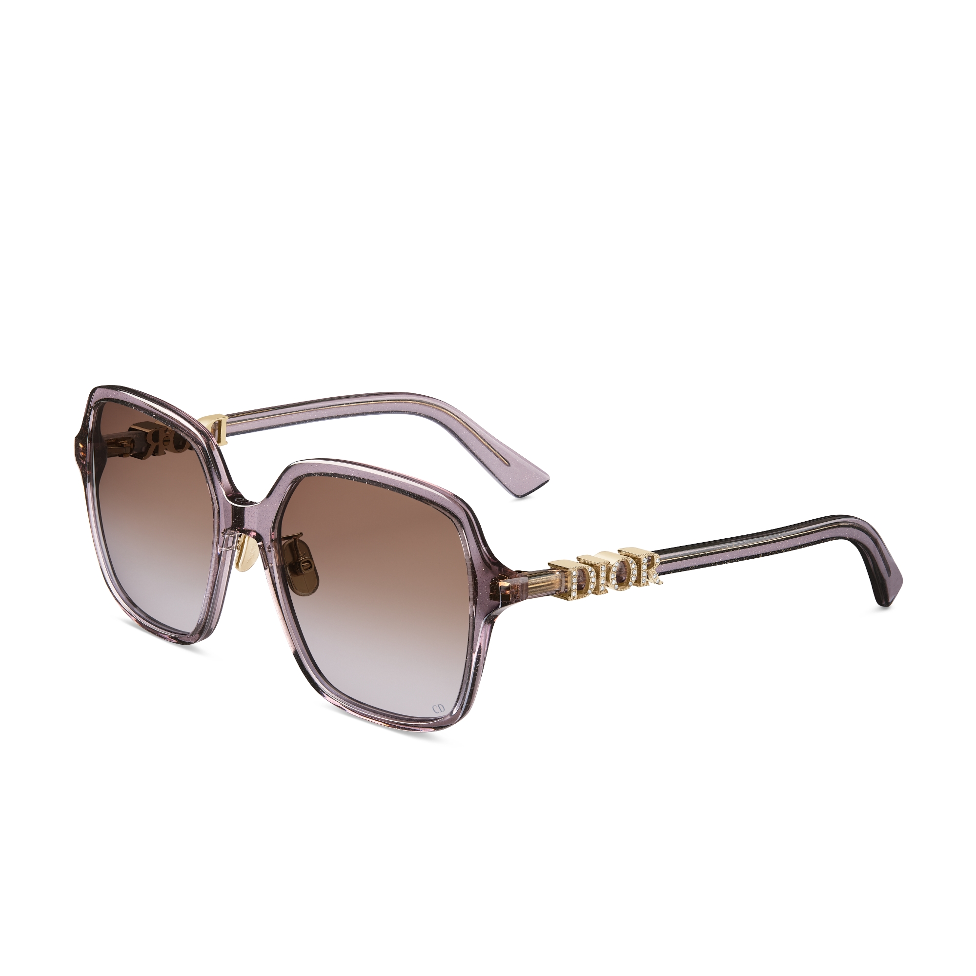 DiorTreasure S1F Transparent Glittery Purple Square Sunglasses E03