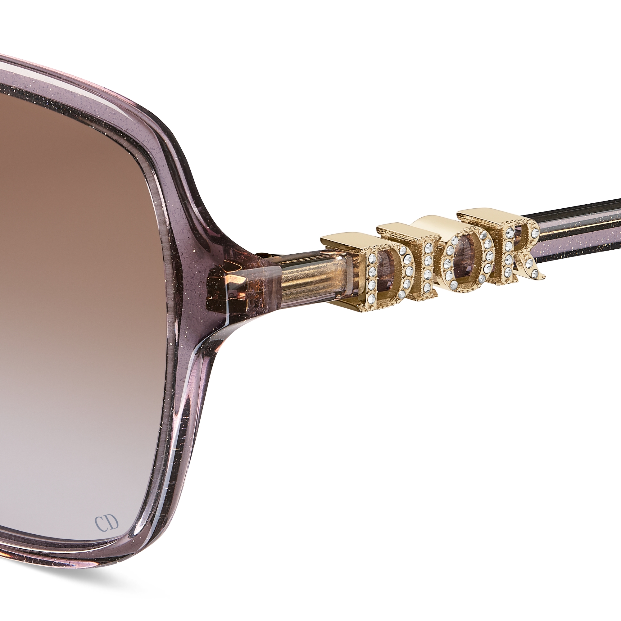 DiorTreasure S1F Transparent Glittery Purple Square Sunglasses E09