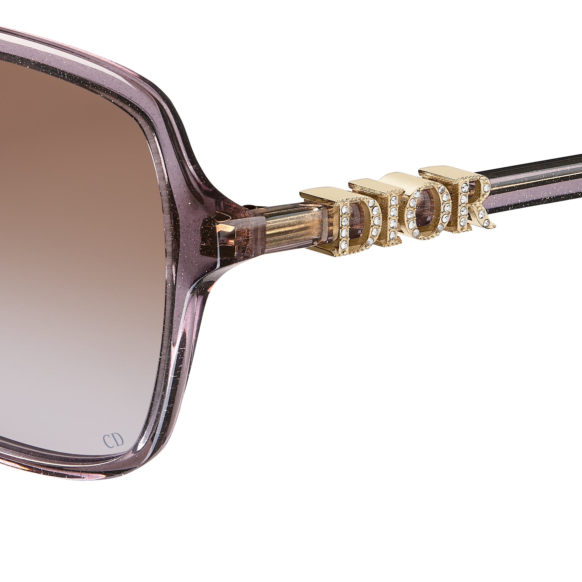 DiorTreasure S1F Transparent Glittery Purple Square Sunglasses E09