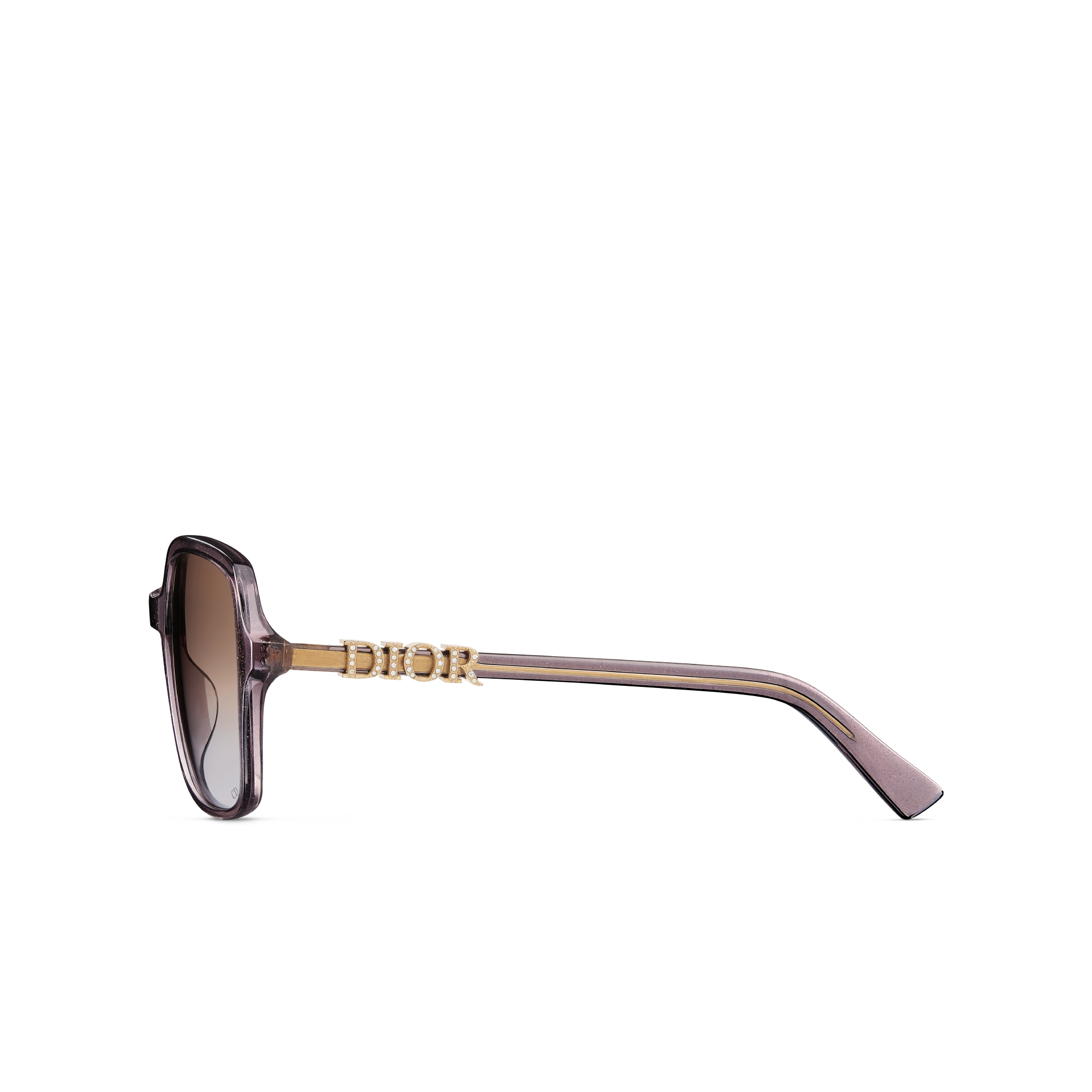 DiorTreasure S1I Quadratische Sonnenbrille in transparentem Lila mit Glitzereffekt E02