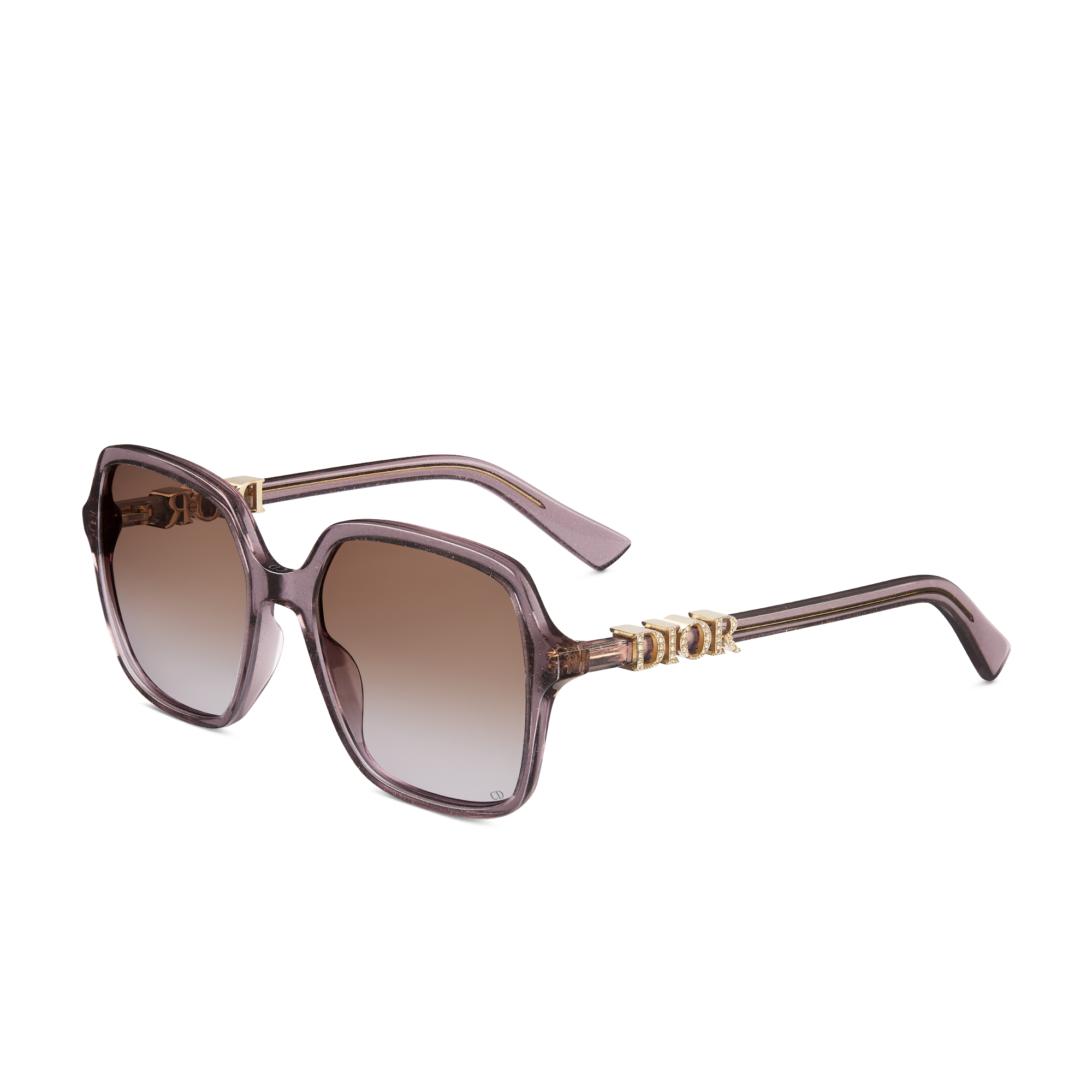 DiorTreasure S1I Transparant paarse vierkante zonnebril met glitters E03