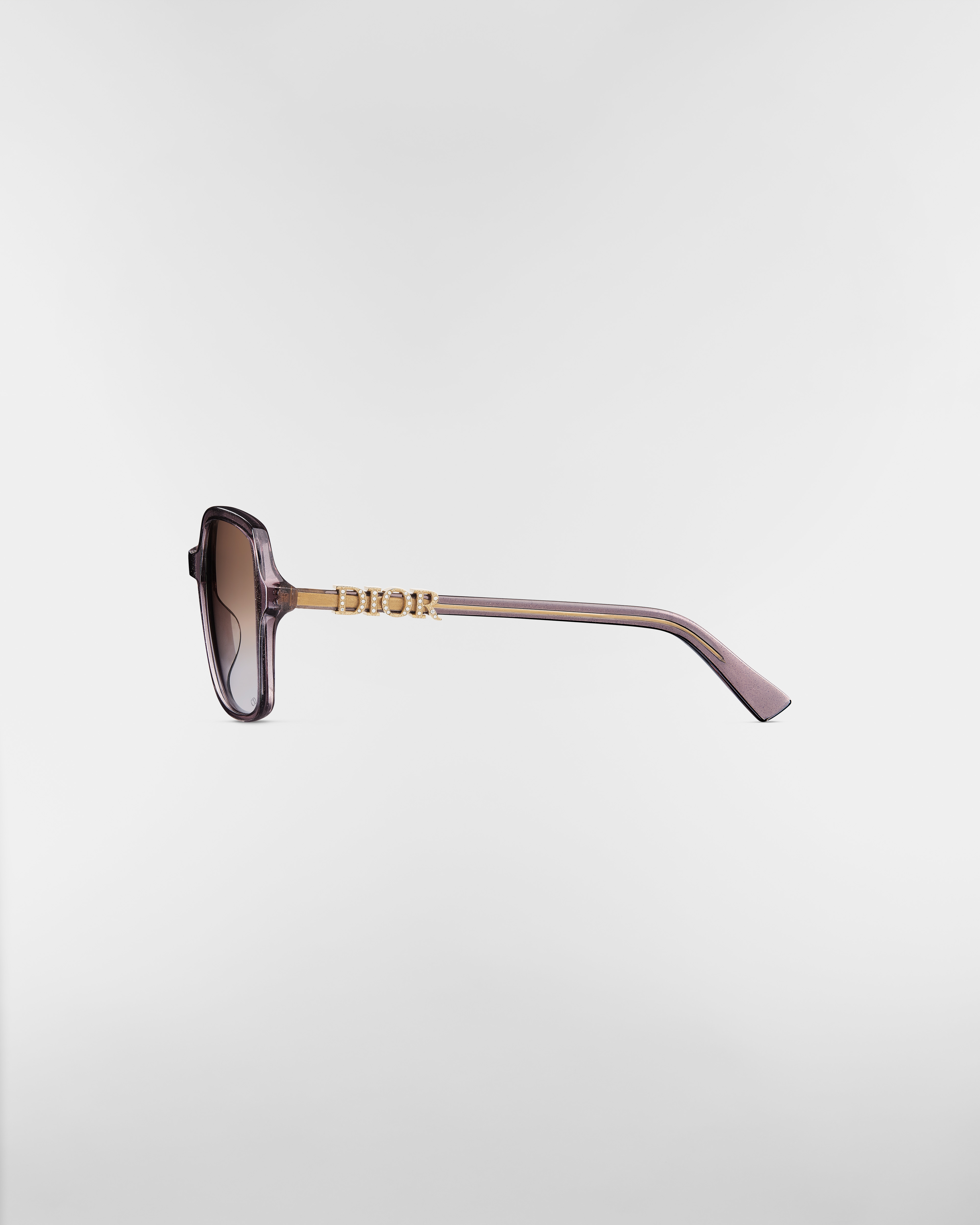 DiorTreasure S1I Lunettes de soleil carrées violet pailleté transparent E02