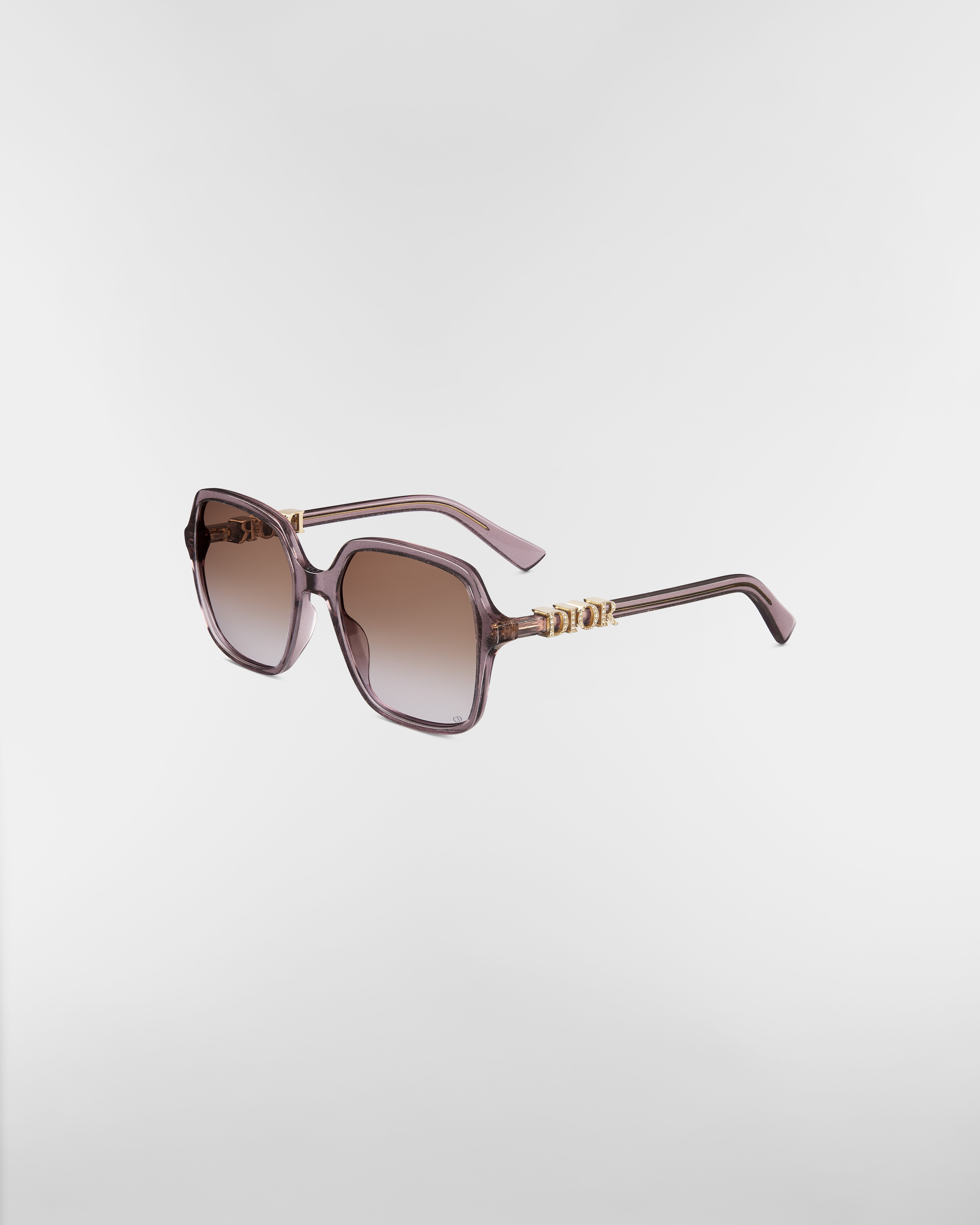 DiorTreasure S1I Lunettes de soleil carrées violet pailleté transparent E03