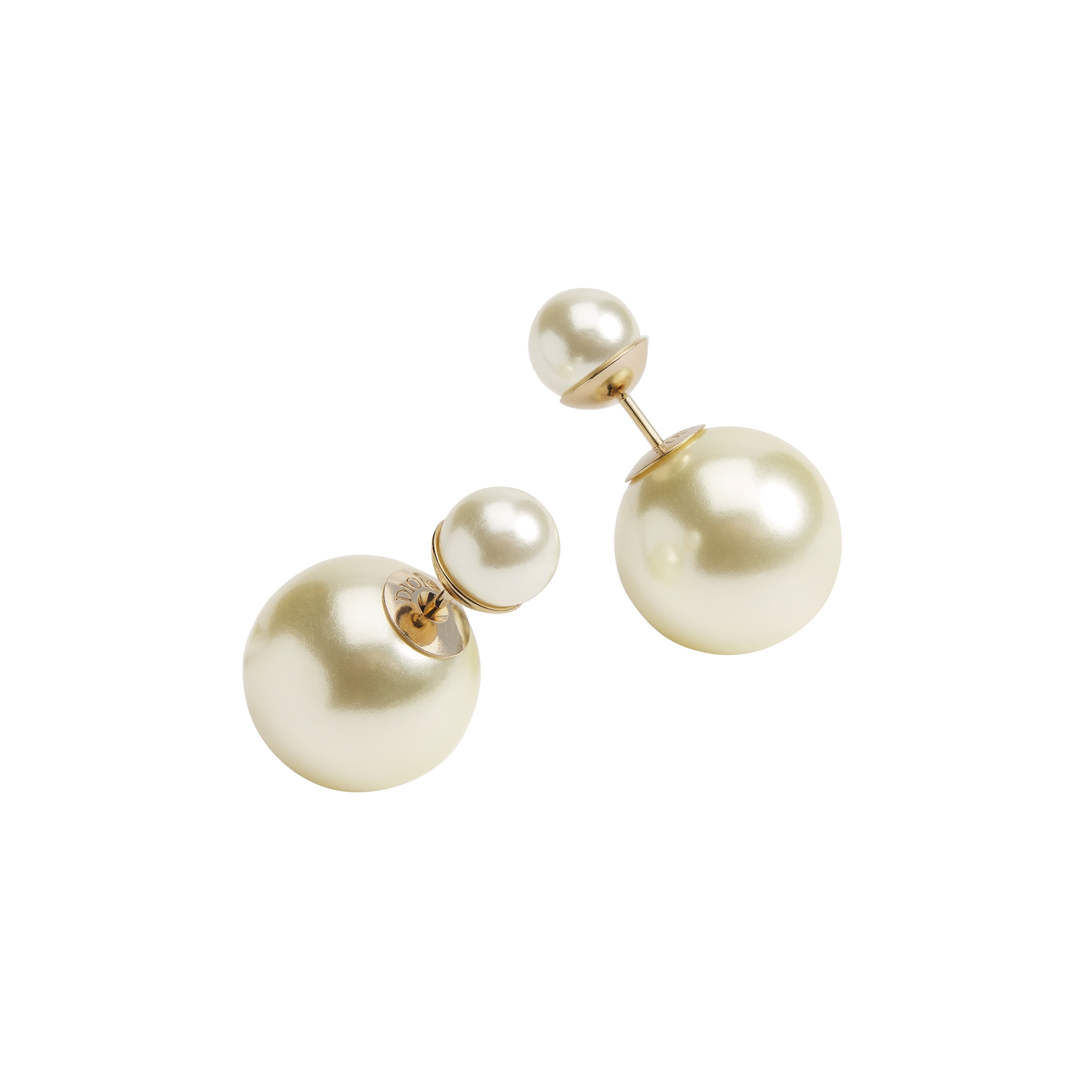 Dior Tribales Earrings Gold-Finish Metal and White Resin Pearls E03