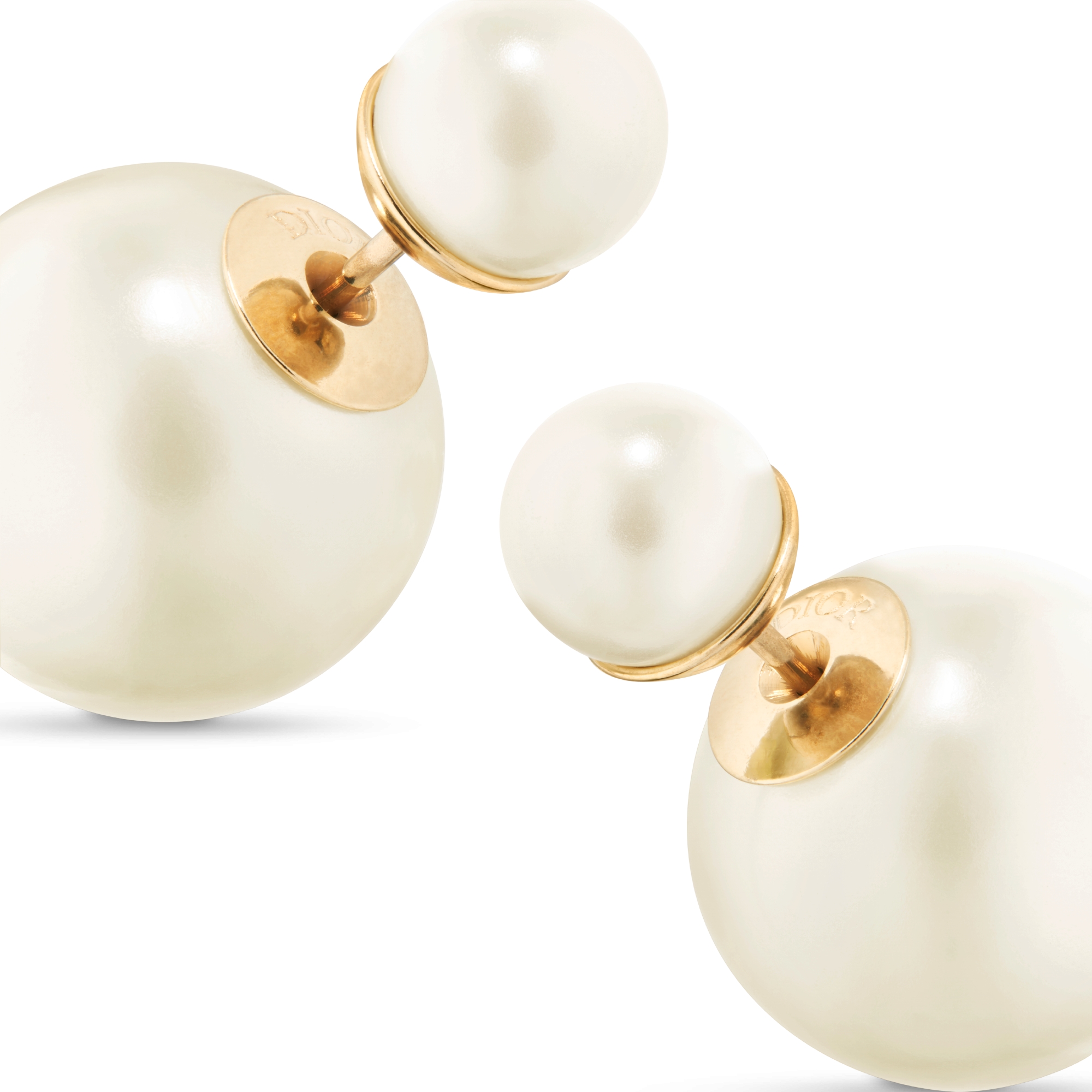 Dior Tribales Earrings Gold Finish Metal and White Resin Pearls DIOR