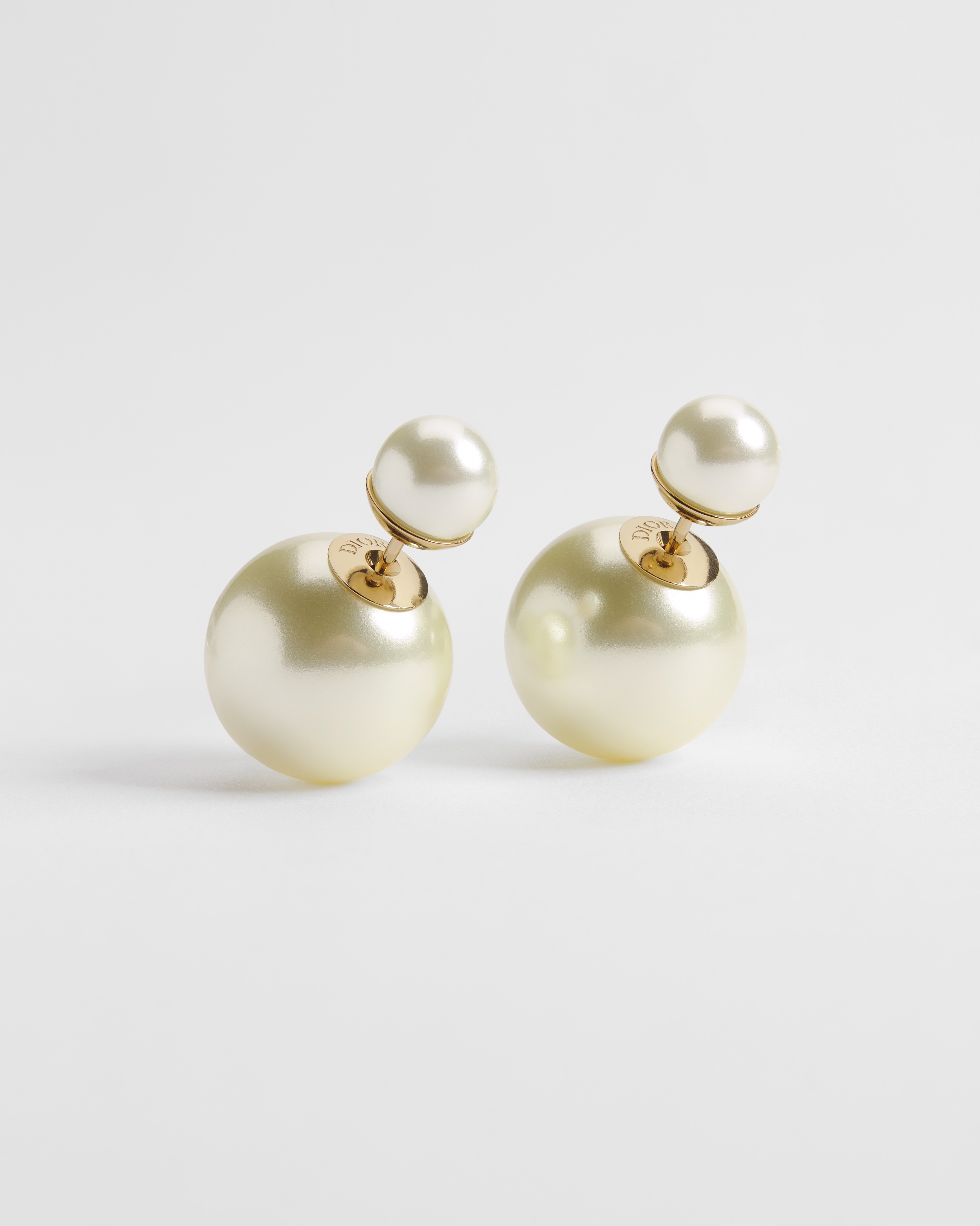 Dior Tribales Earrings Gold-Finish Metal and White Resin Pearls E01