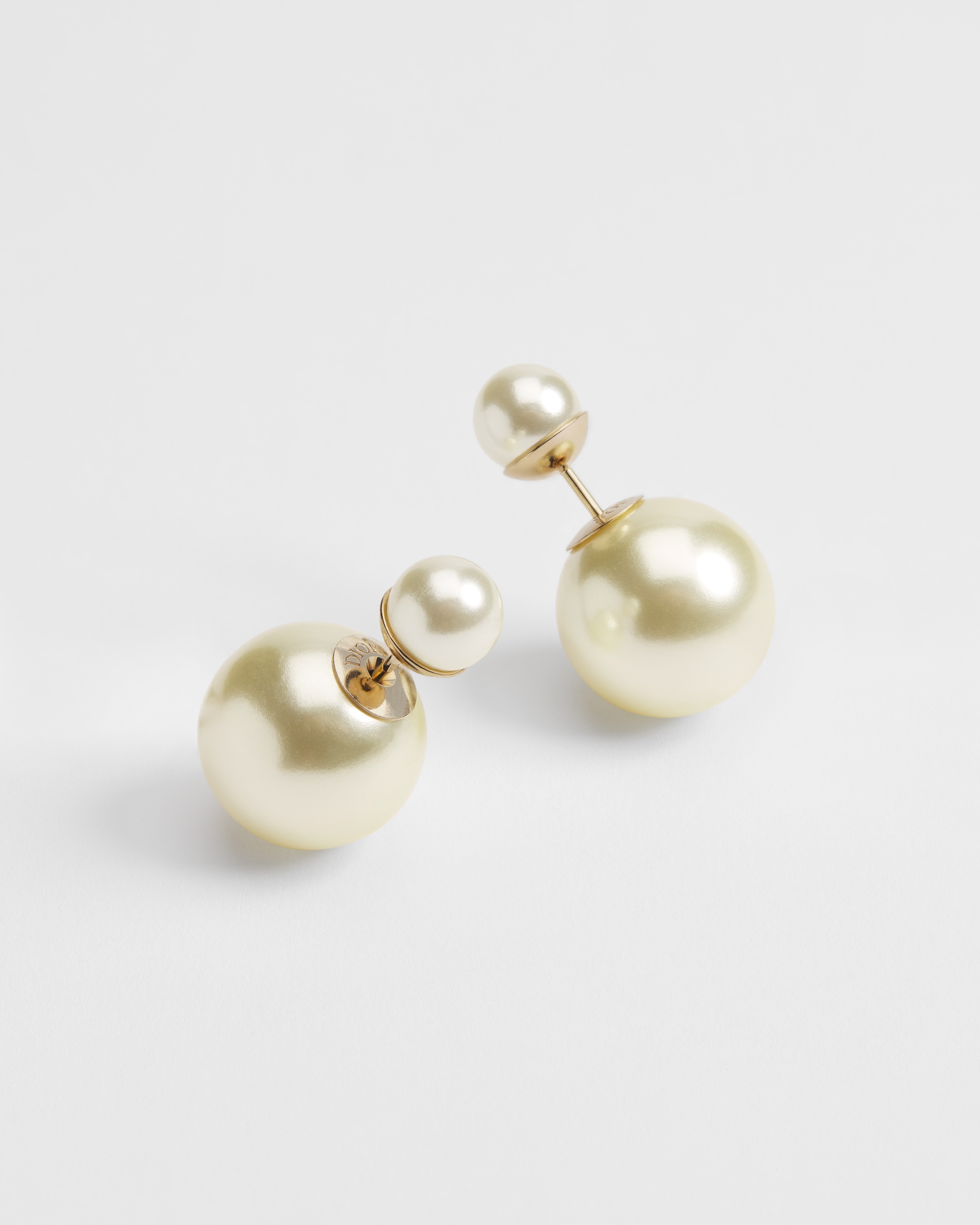 Dior Tribales Earrings Gold-Finish Metal and White Resin Pearls E03