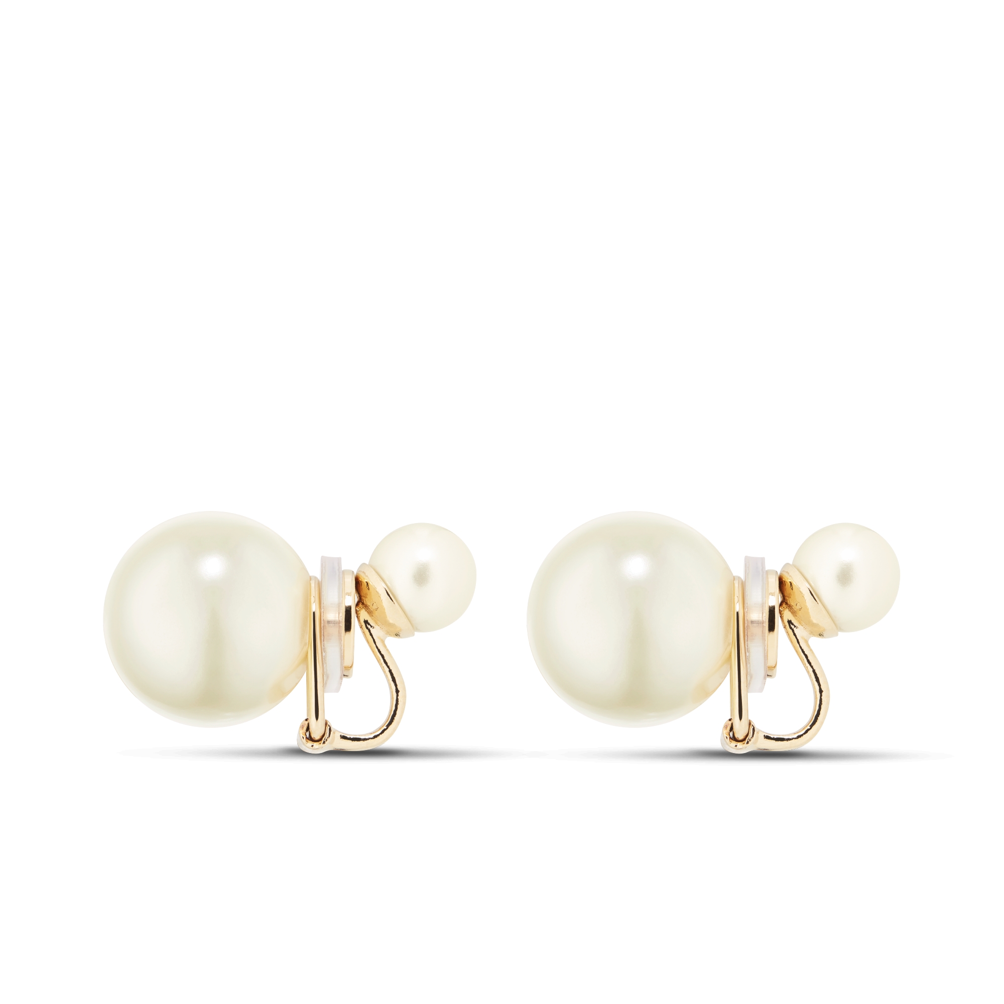 Dior Tribales Clip-On Earrings Gold-Finish Metal and White Resin Pearls E02