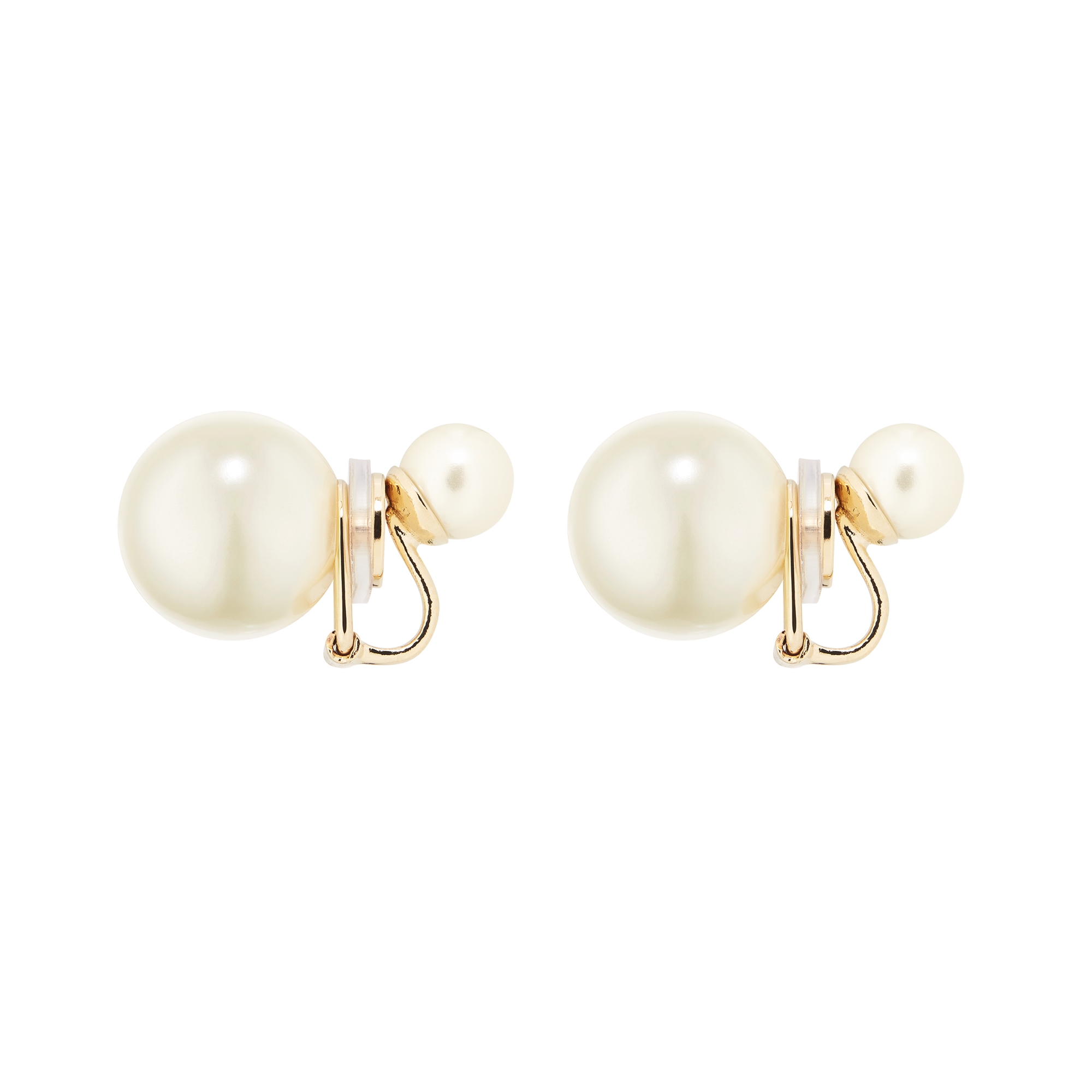 Dior Tribales Clip-On Earrings Gold-Finish Metal and White Resin Pearls E02