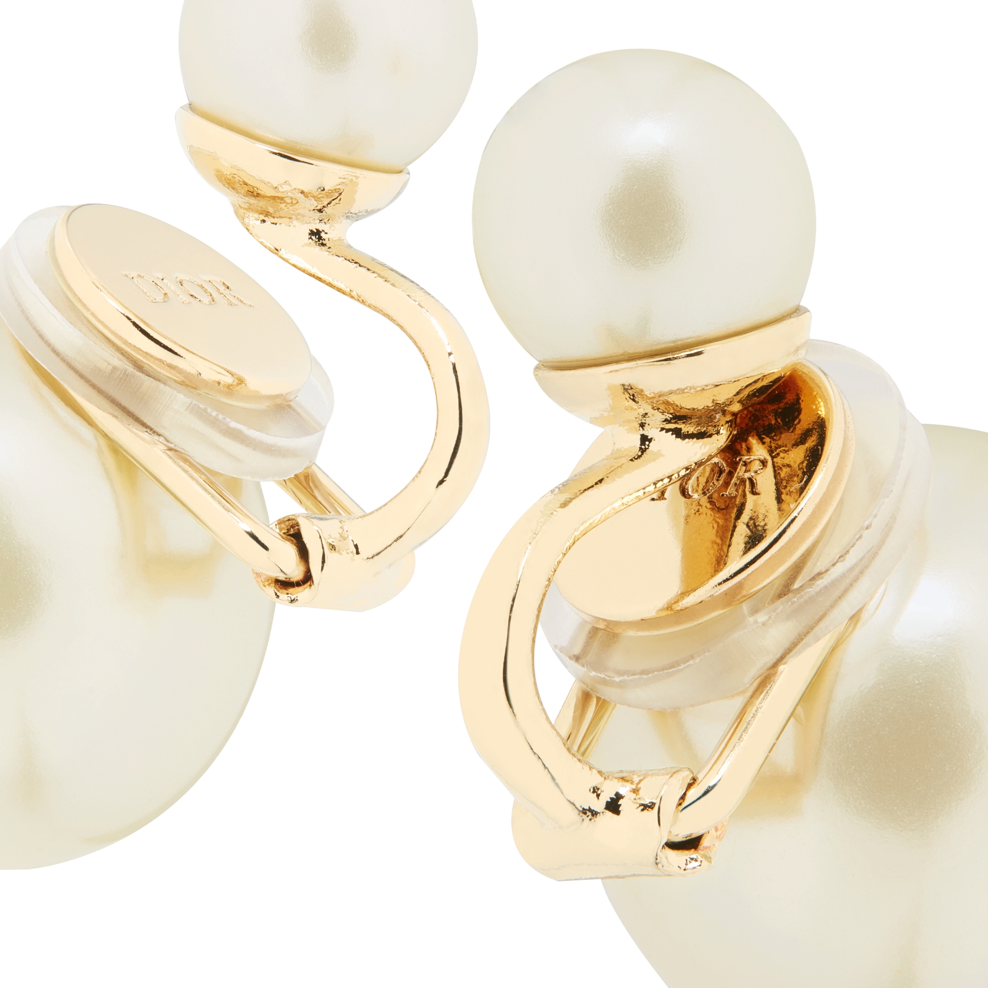 Dior Tribales Clip-On Earrings Gold-Finish Metal and White Resin Pearls E09