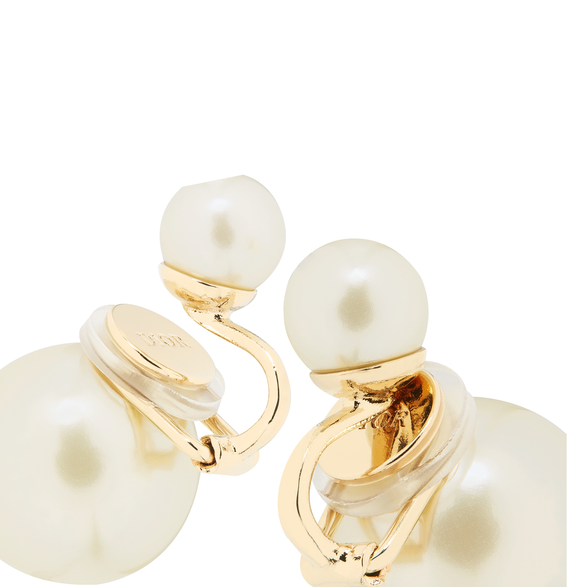 Dior Tribales Clip-On Earrings Gold-Finish Metal and White Resin Pearls E09