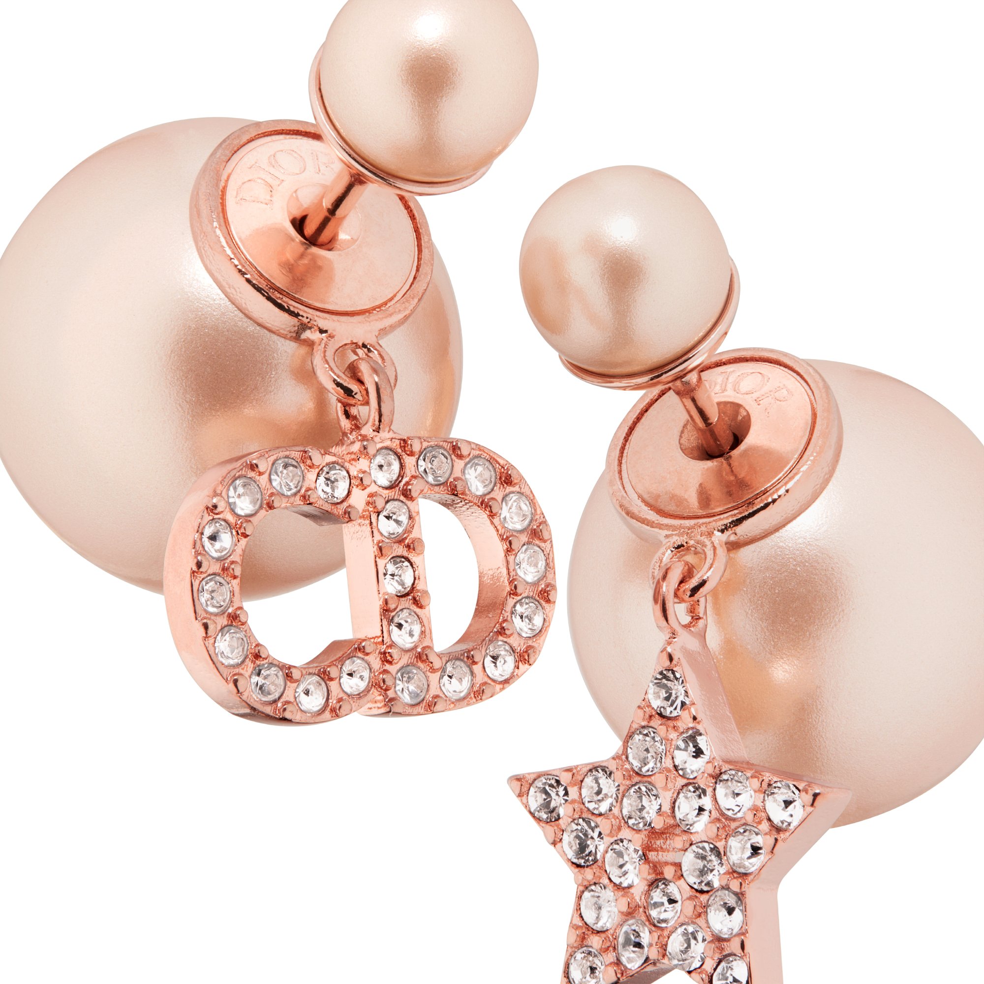 Dior Tribales Earrings Pink Finish Metal with Pink Resin Pearls and Pink Crystals DIOR
