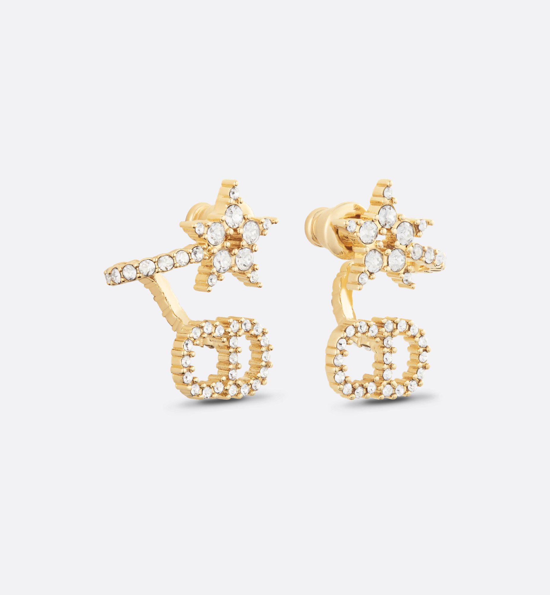 Clair D Lune Earrings Gold-Finish Metal and White Crystals Clair D Lune Earrings Gold-Finish Metal and White Crystals