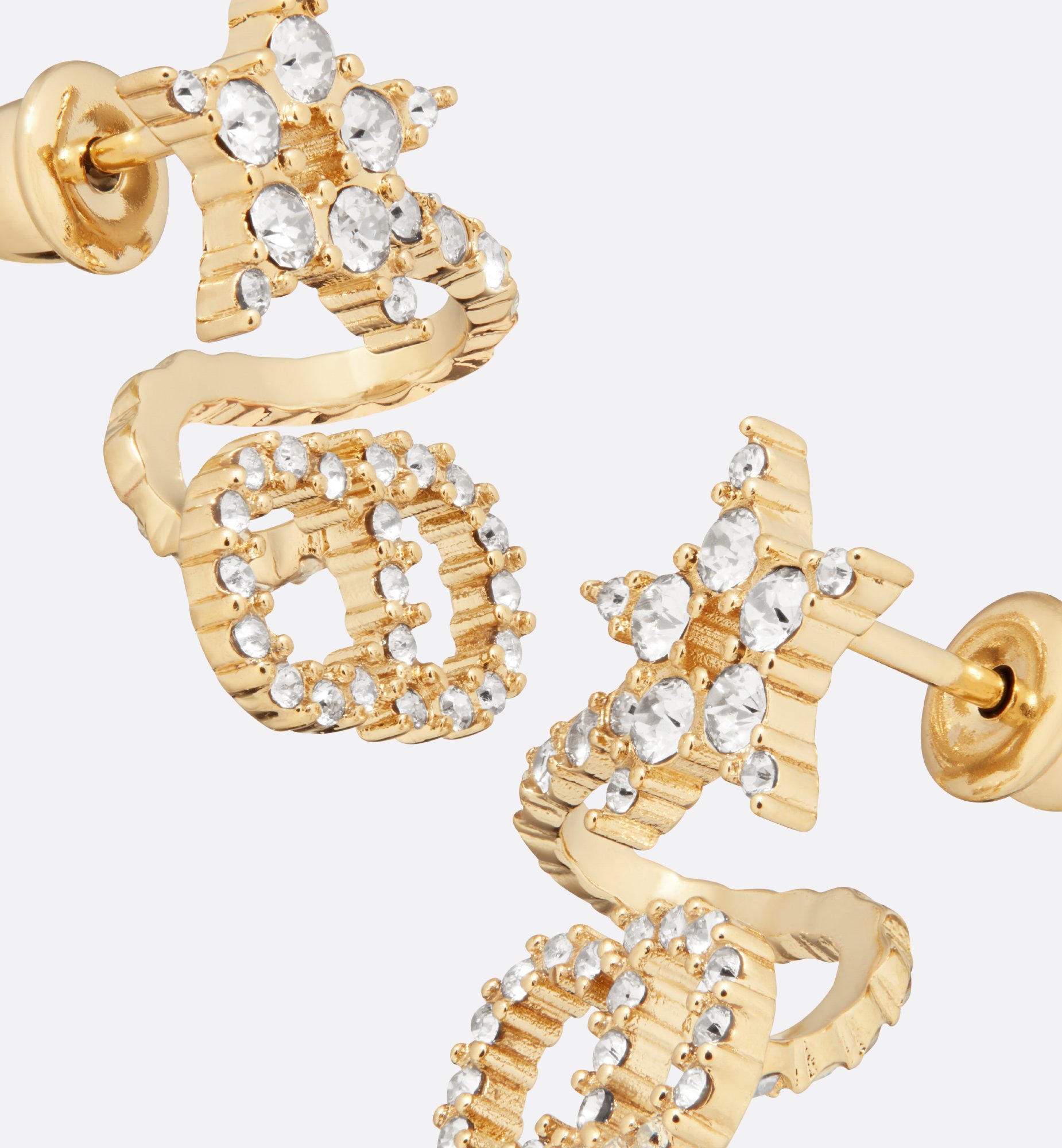 Clair D Lune Earrings Gold-Finish Metal and White Crystals Clair D Lune Earrings Gold-Finish Metal and White Crystals