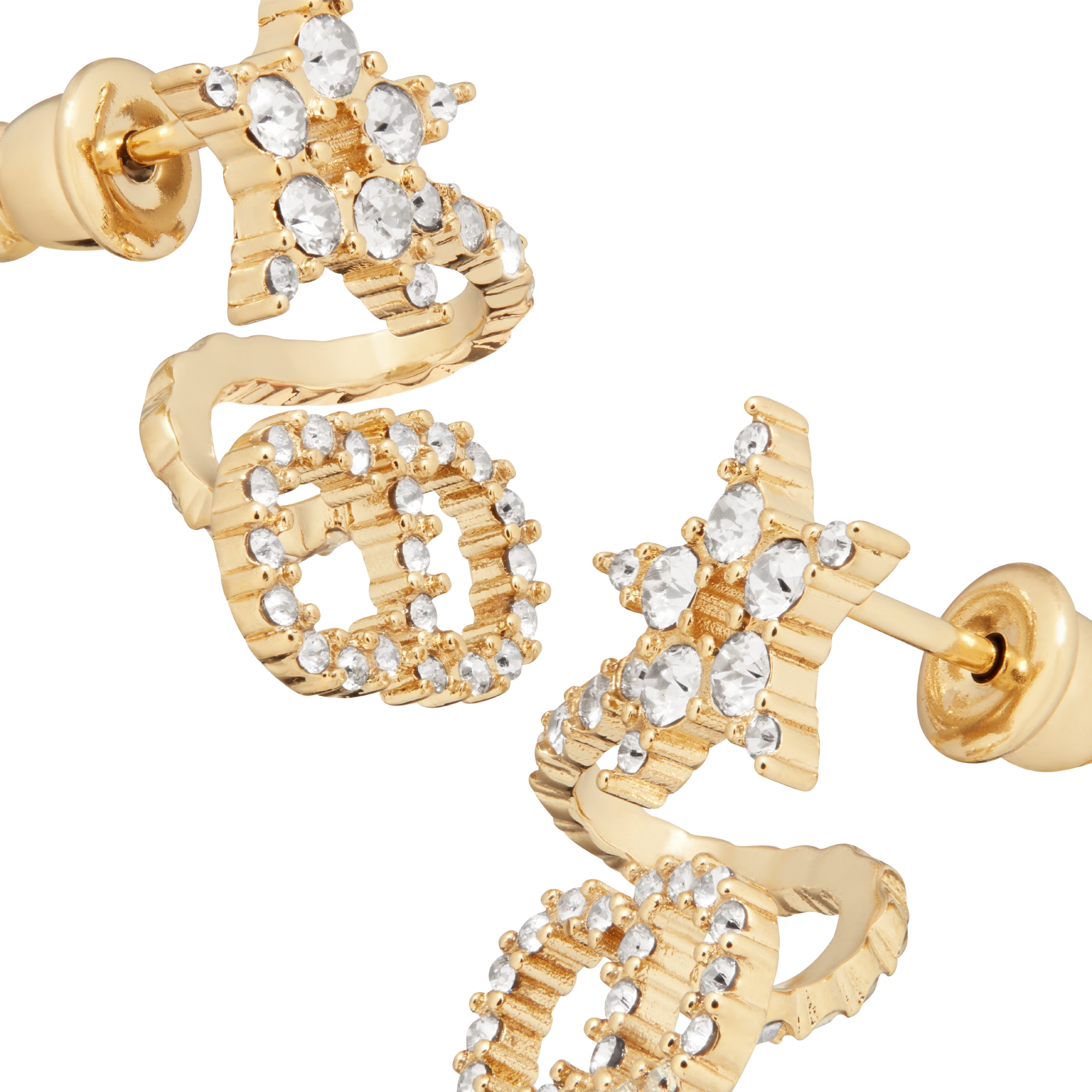 Clair D Lune Earrings Gold Finish Metal and White Crystals DIOR