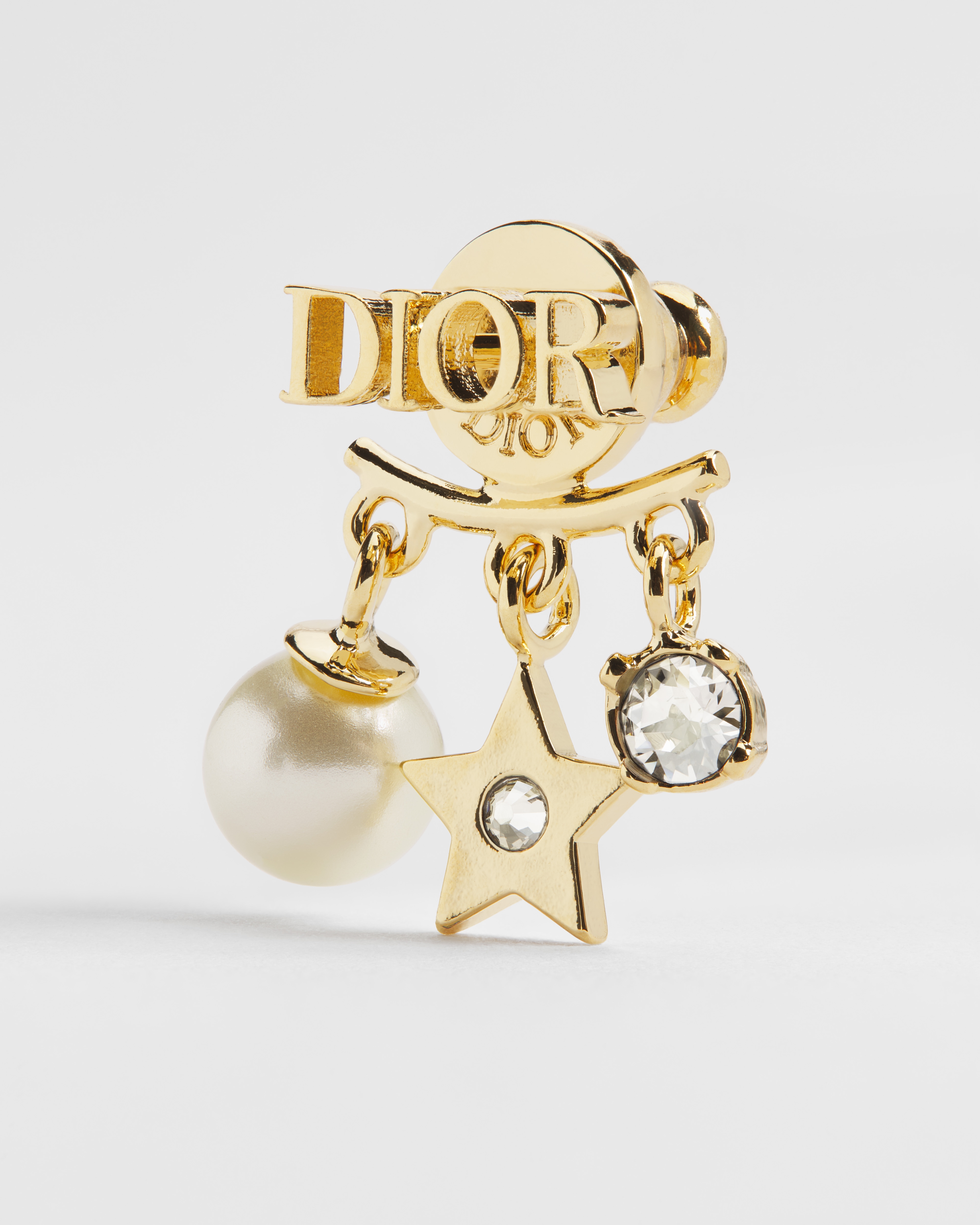 ต่างหู Dio(r)evolution โลหะเคลือบทอง ไข่มุกเรซินสีขาว และคริสตัลแวววาว E09