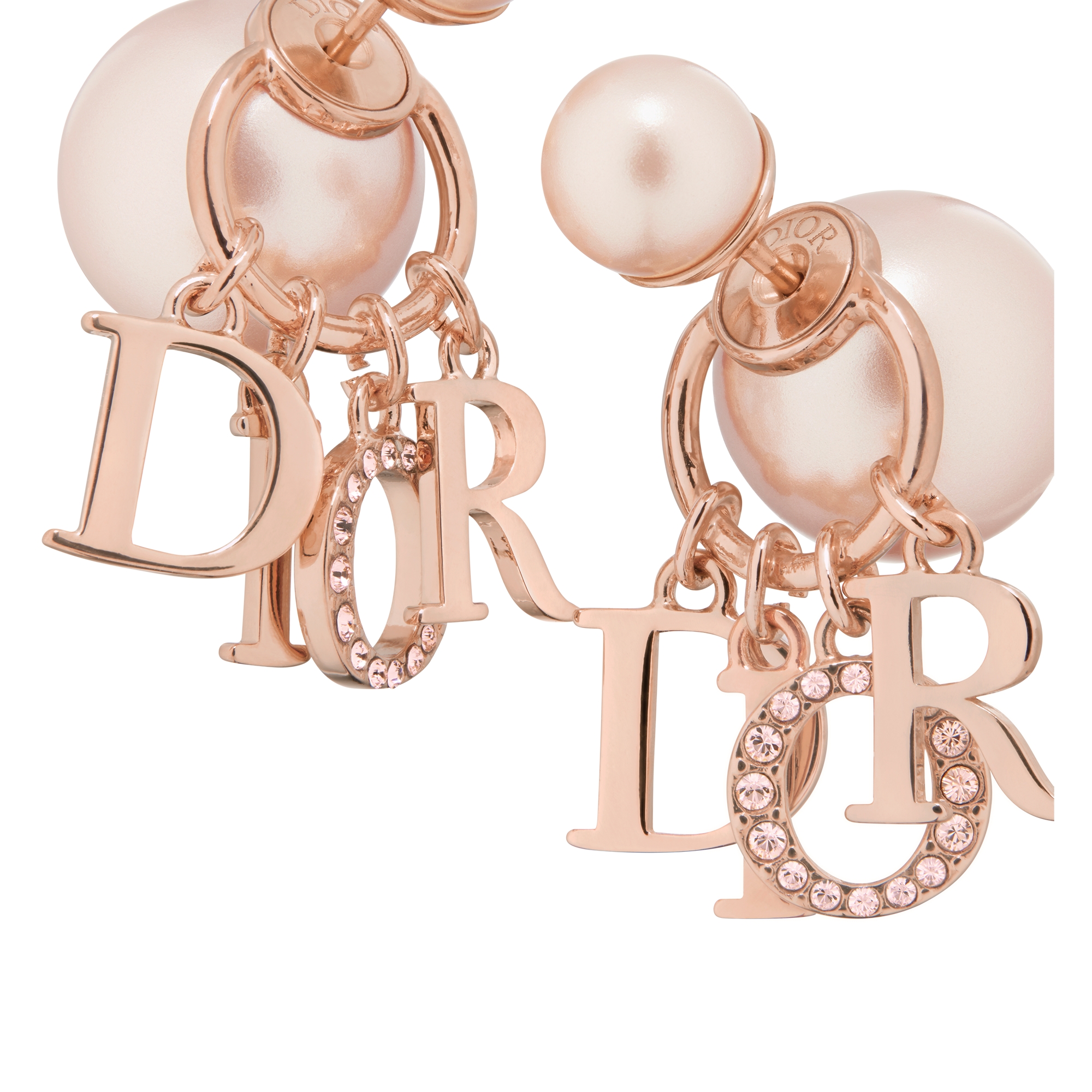 Dior Tribales Earrings Pink-Finish Metal with Pink Resin Pearls and Crystals E09