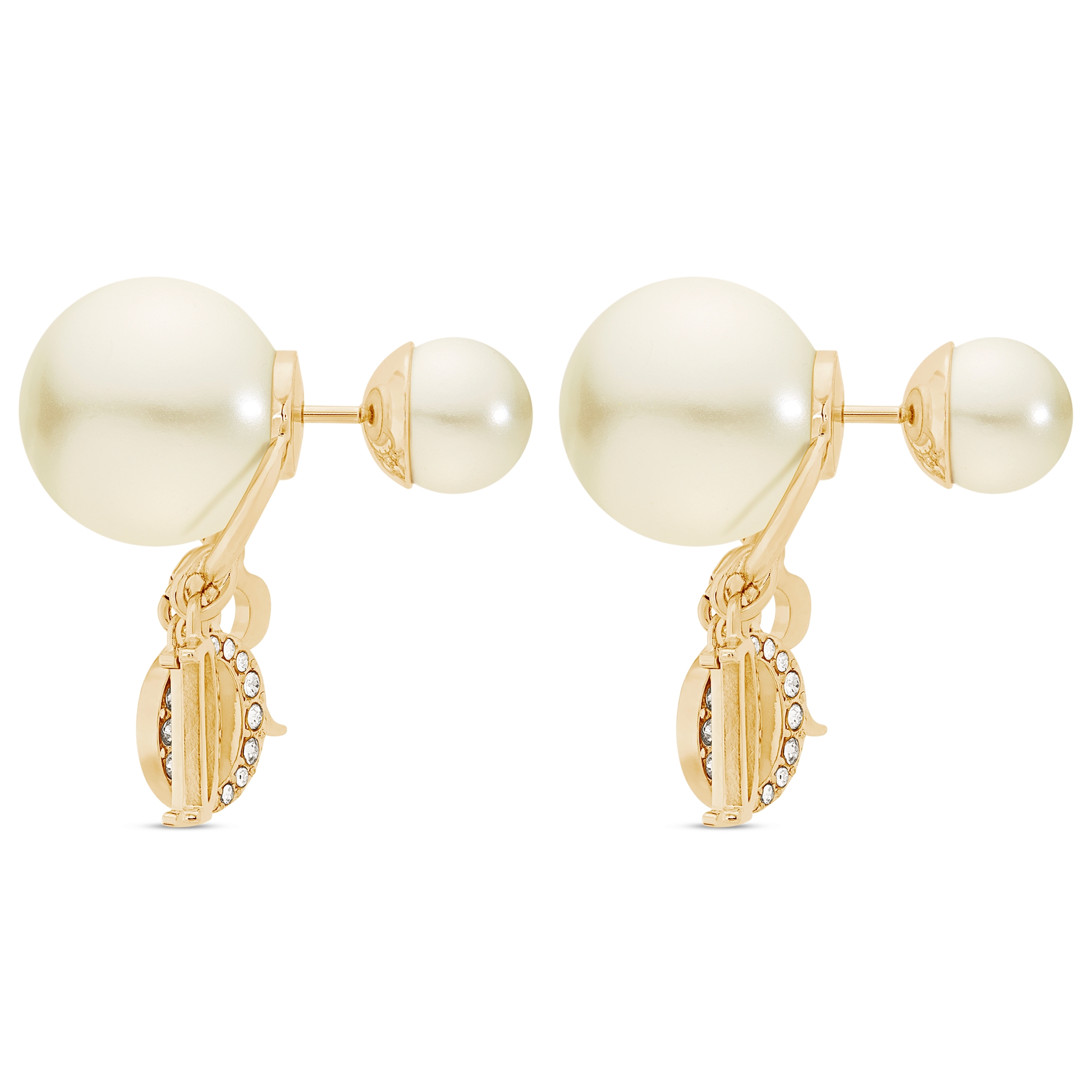 Dior Tribales Earrings Gold-Finish Metal, White Resin Pearls and White Crystals E02