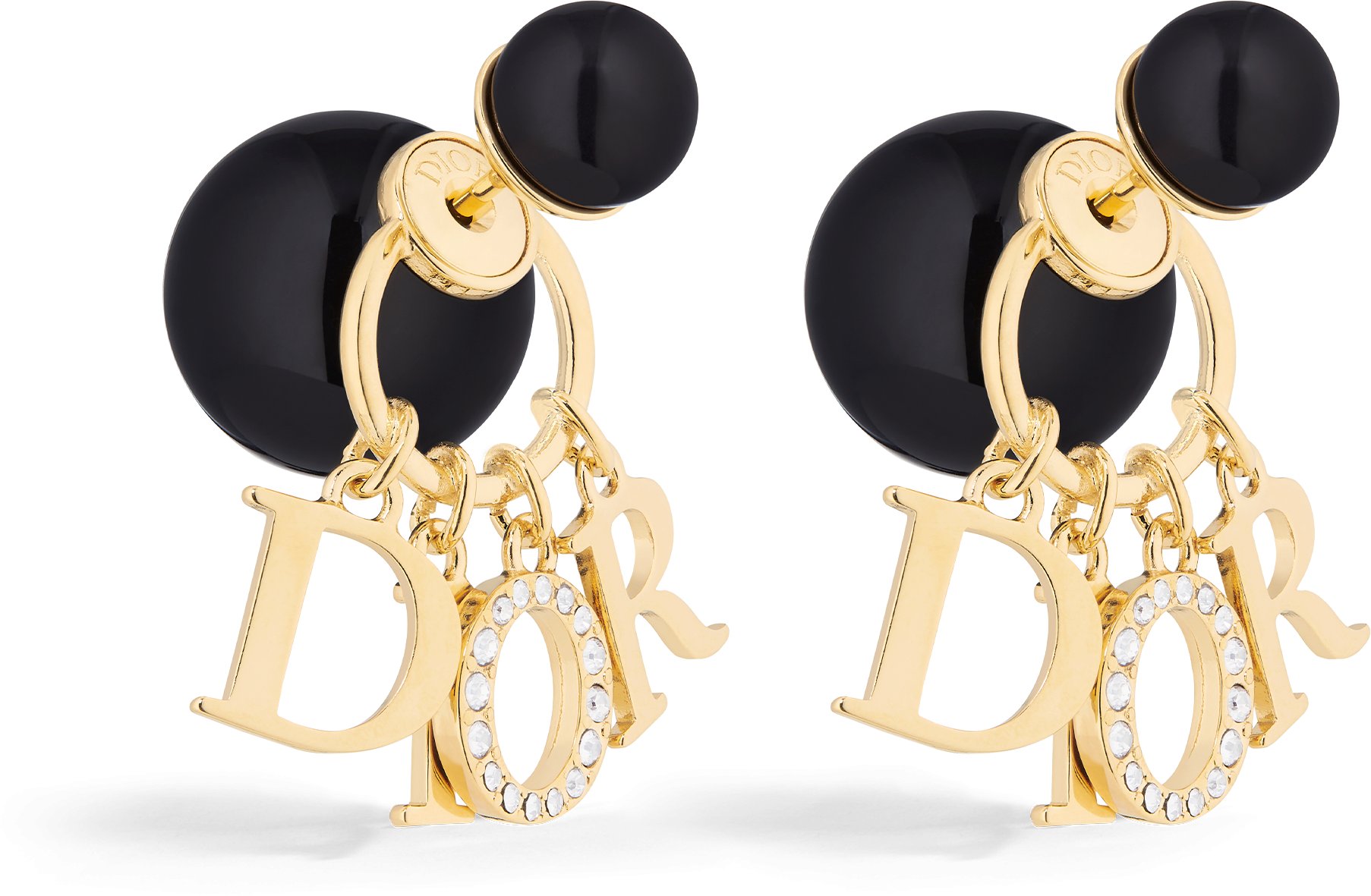 Dioriviera Dior Tribales Earrings Gold Finish Metal with Candy Pink Resin Pearls and White Crystals DIOR