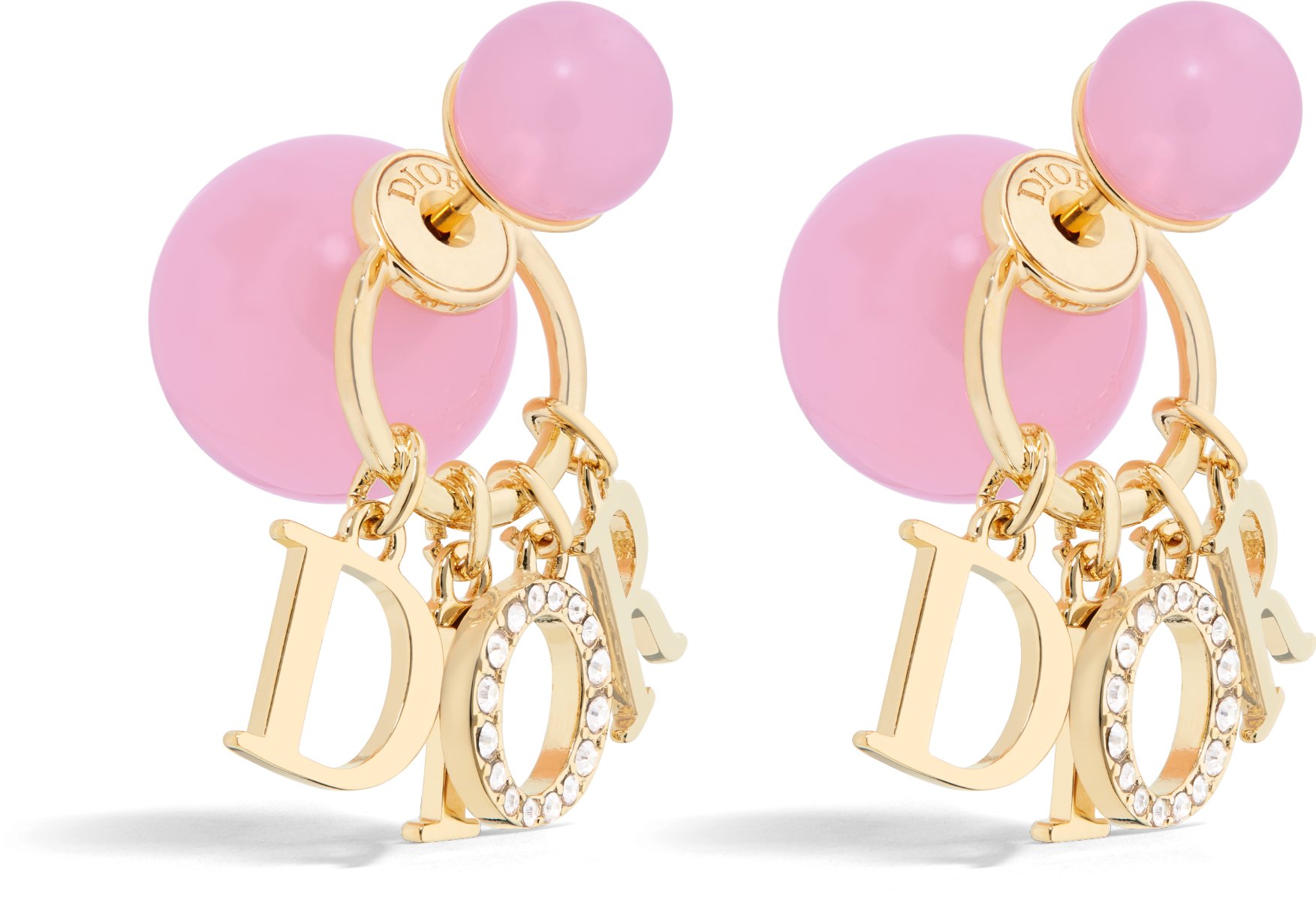 Dior Tribales Earrings Gold Finish Metal with Orange Acid Resin Pearls and White Crystals DIOR