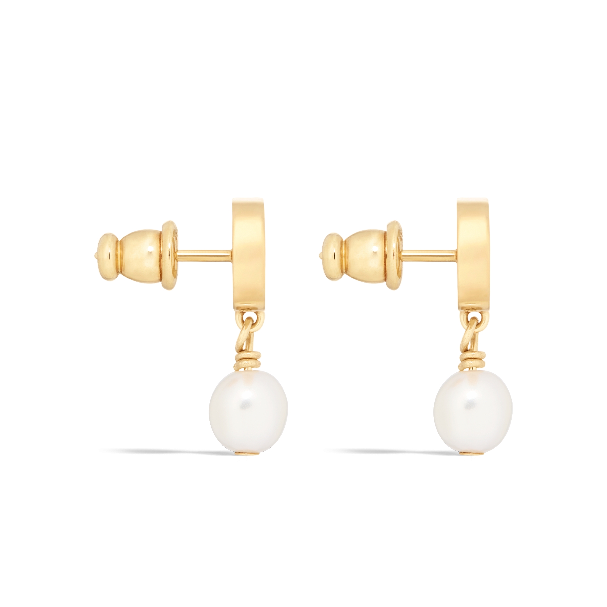 Petit CD 귀걸이 골드 피니시 메탈 & 화이트 레진 진주 E02