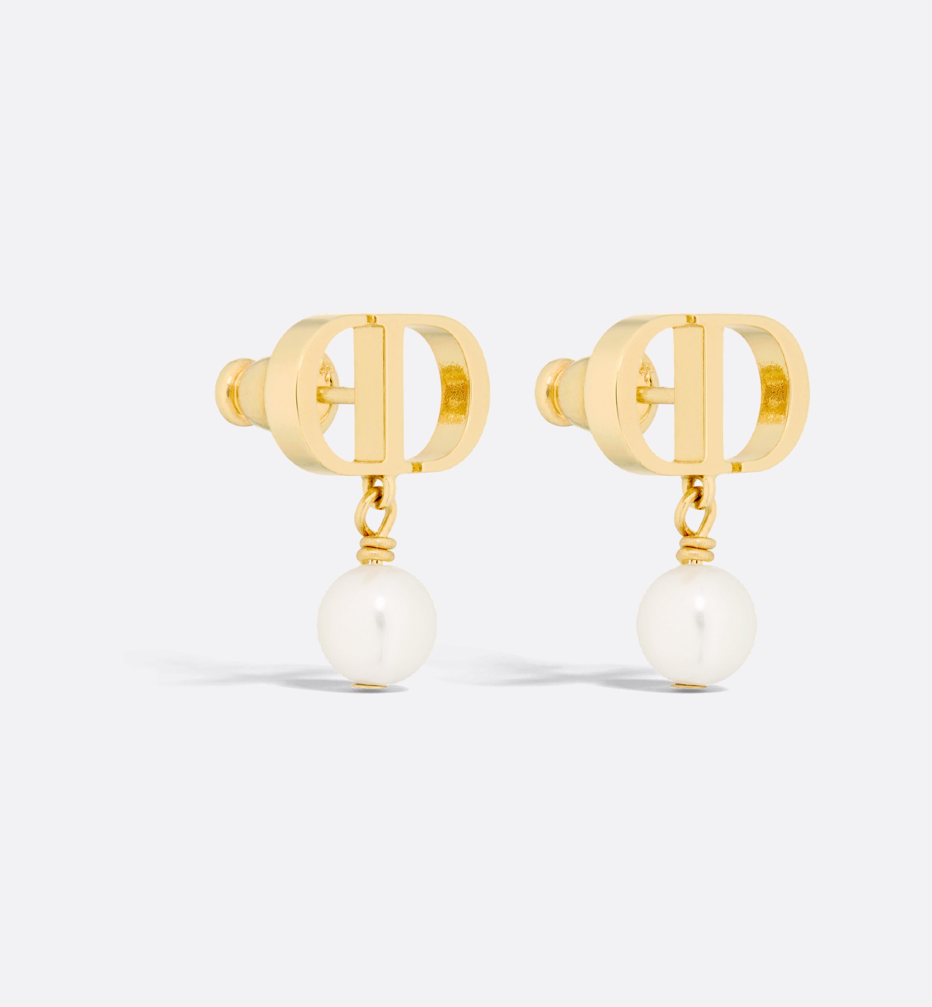 Petit CD Earrings Gold-Finish Metal and White Resin Pearls Petit CD Earrings Gold-Finish Metal and White Resin Pearls