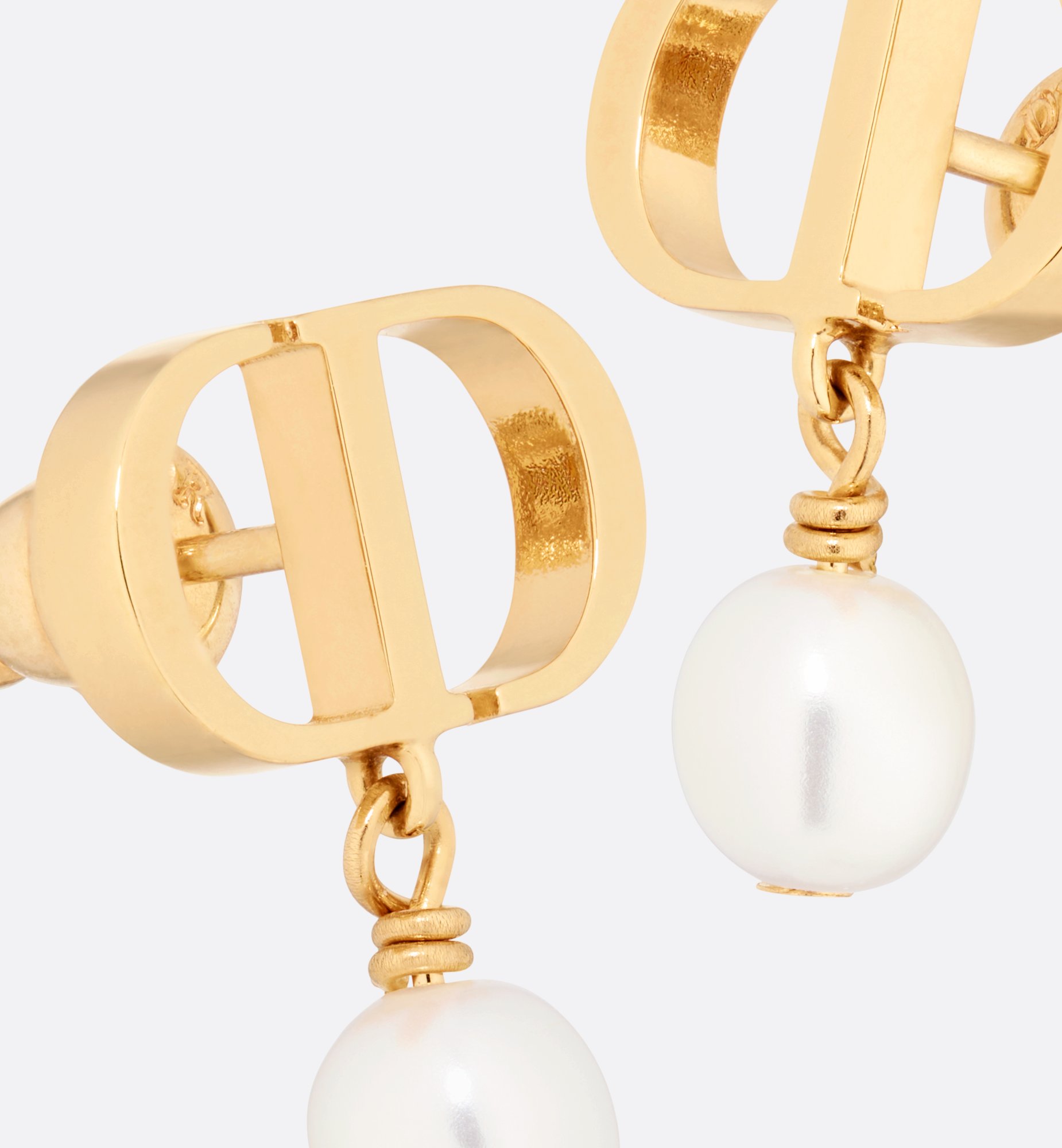 Petit CD Earrings Gold-Finish Metal and White Resin Pearls Petit CD Earrings Gold-Finish Metal and White Resin Pearls