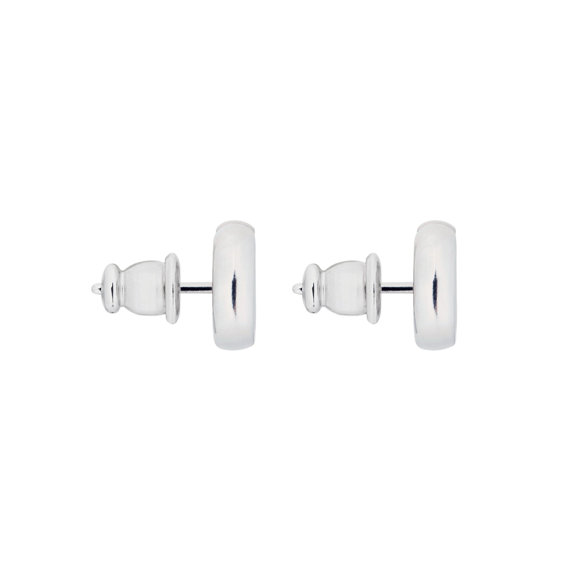 CD Navy Stud Earrings Silver-Finish Metal E02