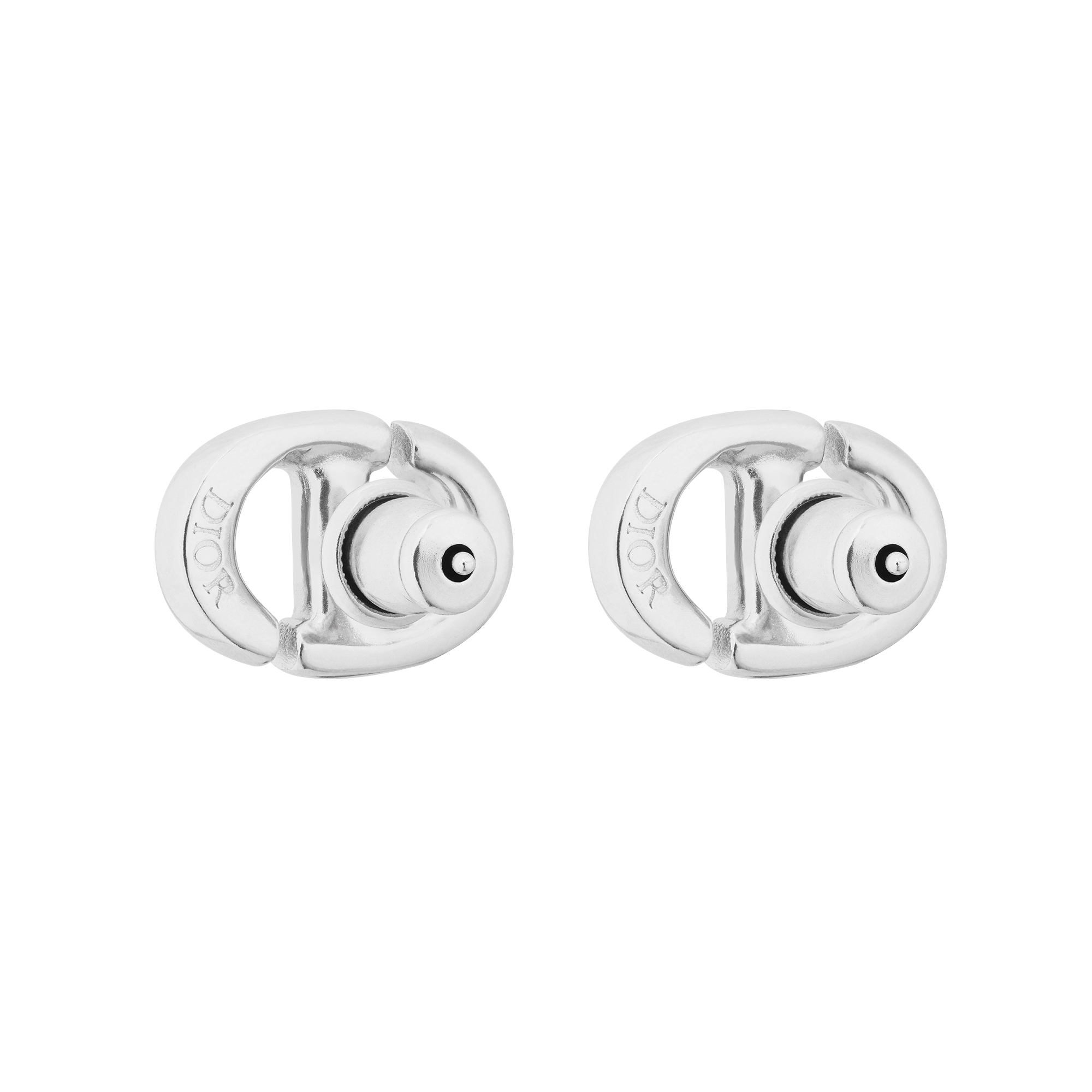 CD Navy Stud Earrings Silver-Finish Metal E05