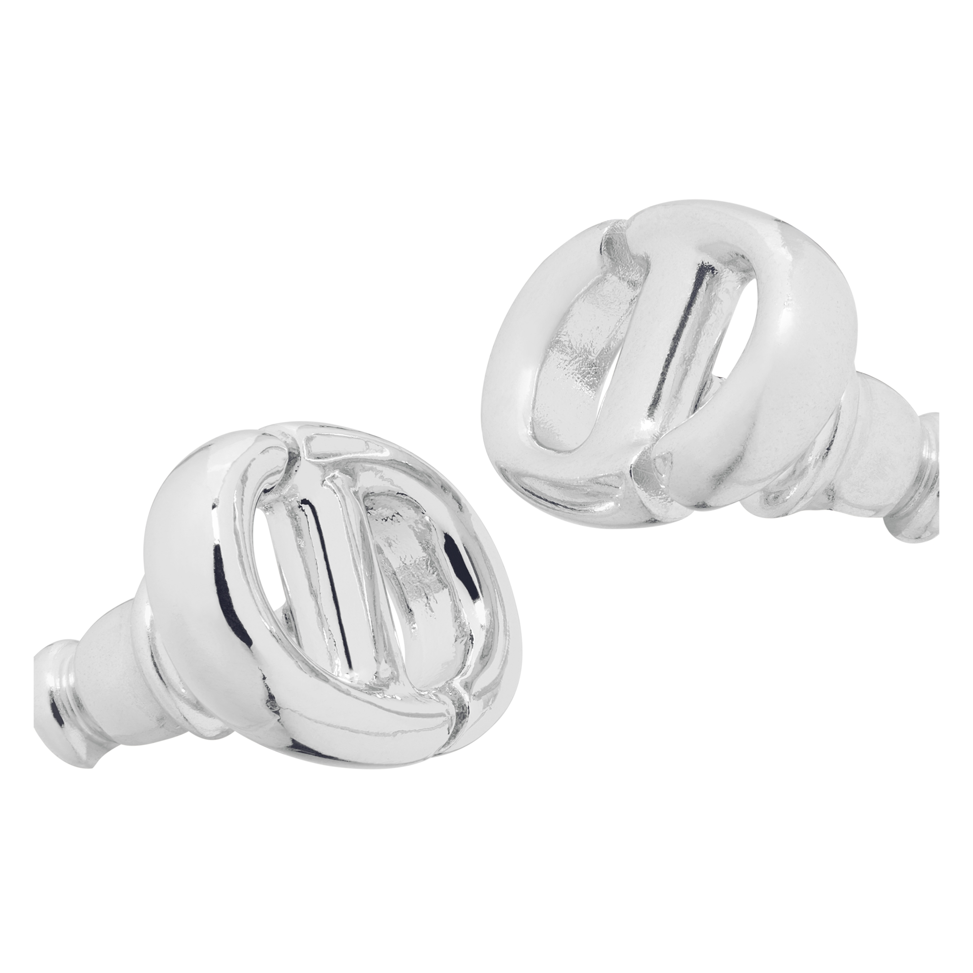 CD Navy Stud Earrings Silver-Finish Metal E09