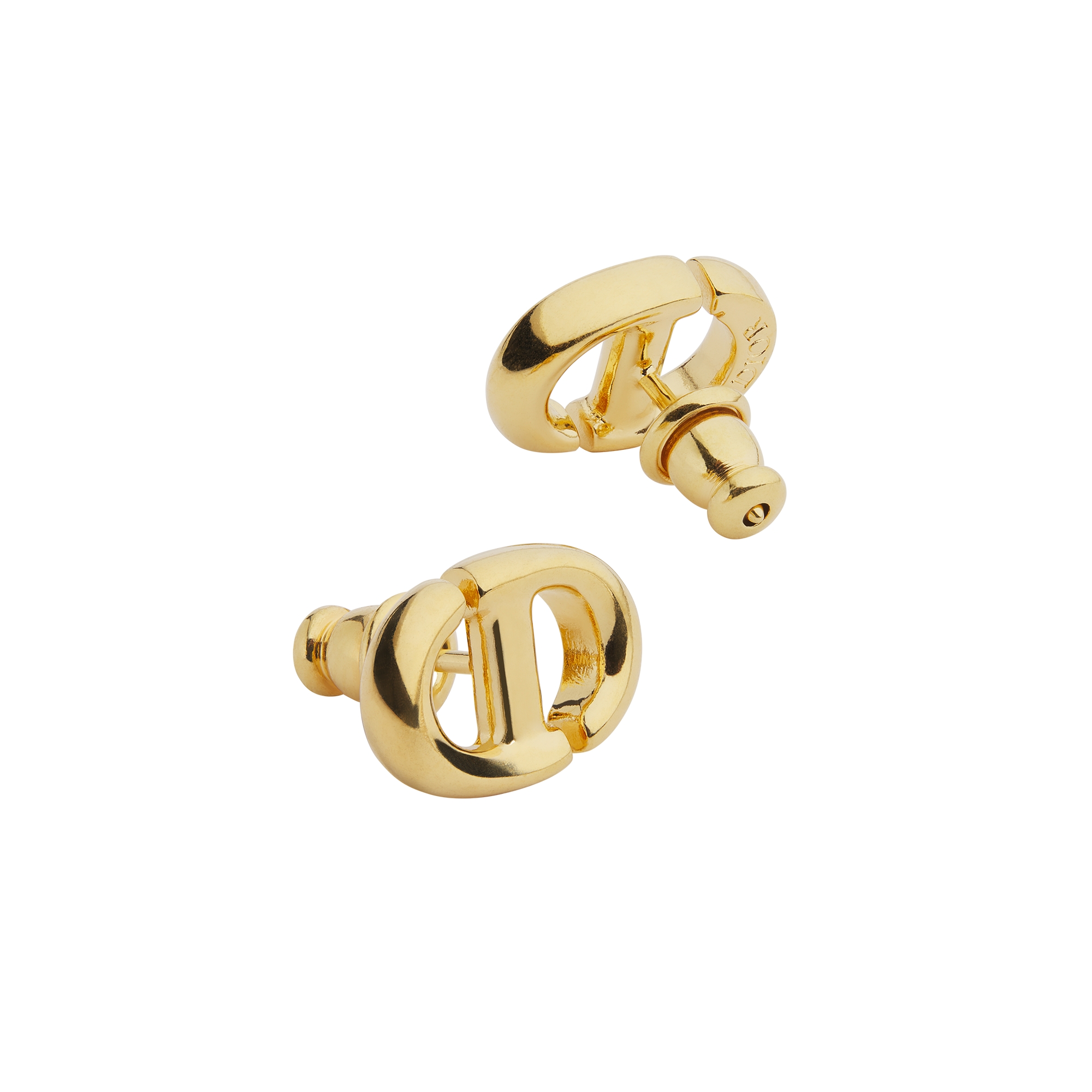 CD Navy Stud Earrings Gold-Finish Metal E06
