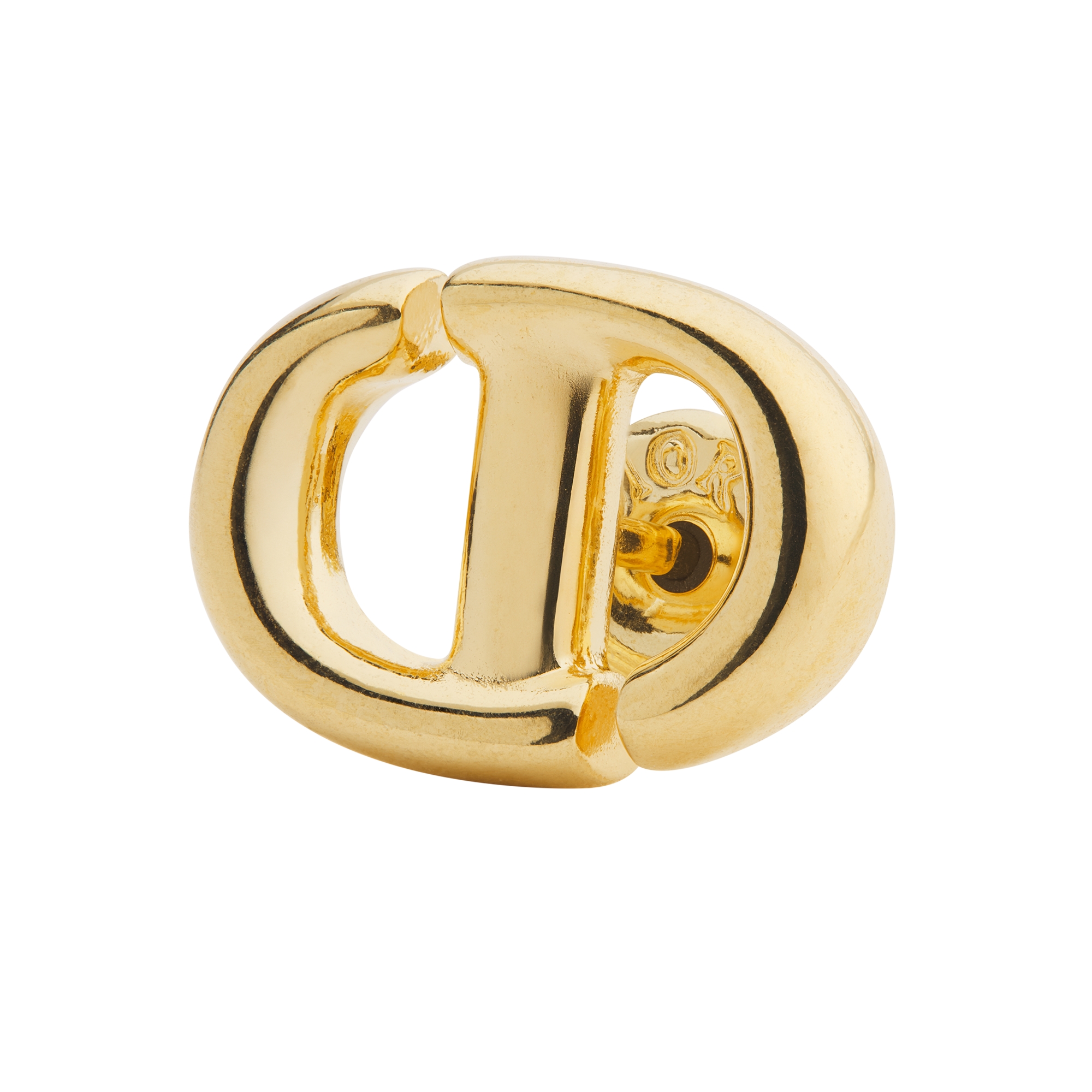 CD Navy Stud Earrings Gold-Finish Metal E09