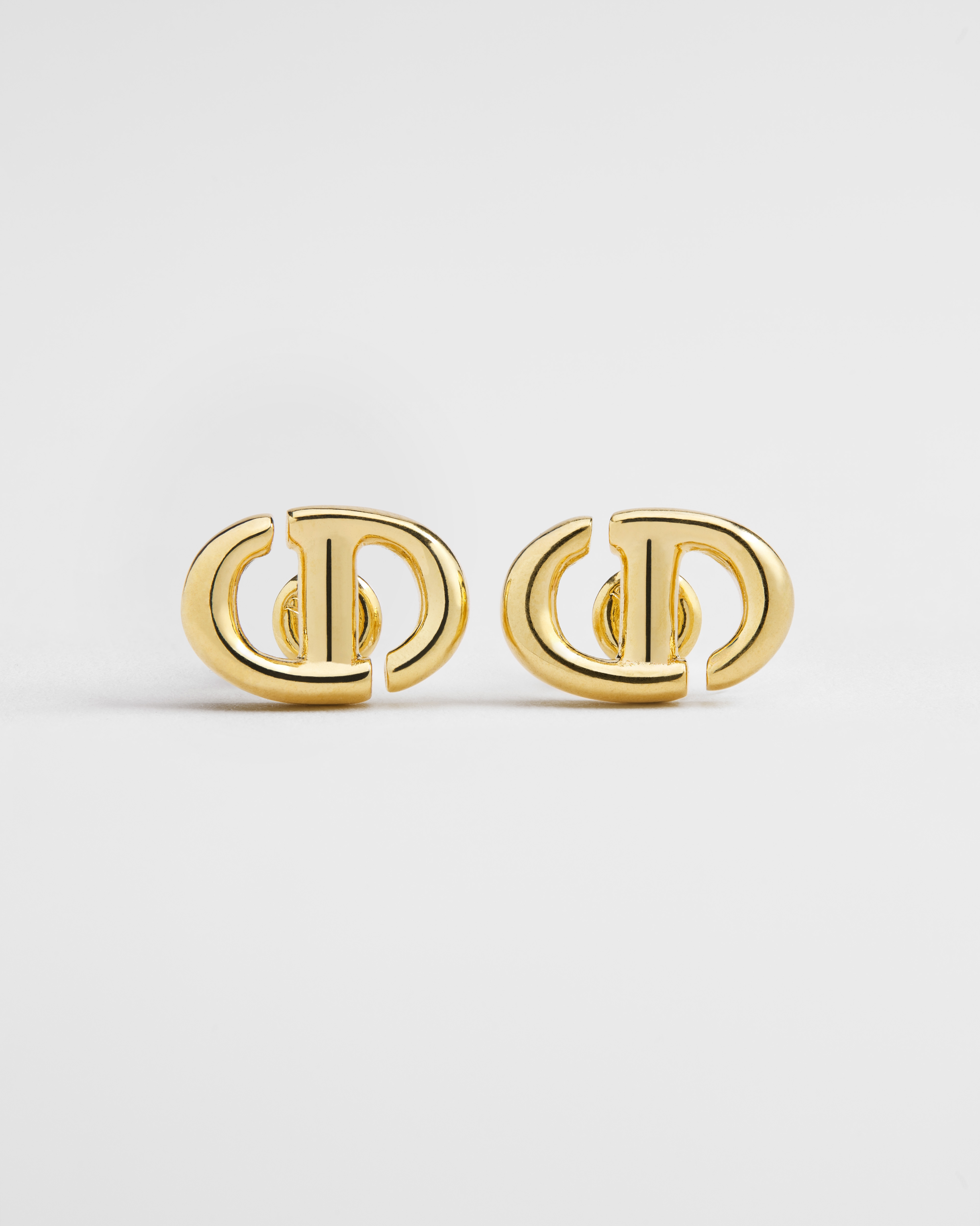 CD Navy Stud Earrings Gold-Finish Metal E01