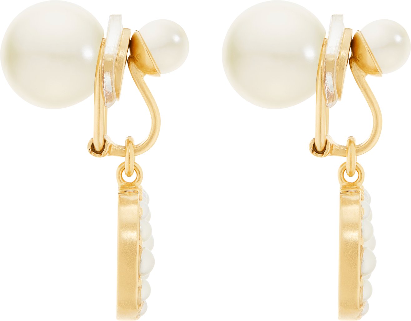 Dior Tribales Clip-On Earrings Gold-Finish Metal and White Resin Pearls |  DIOR