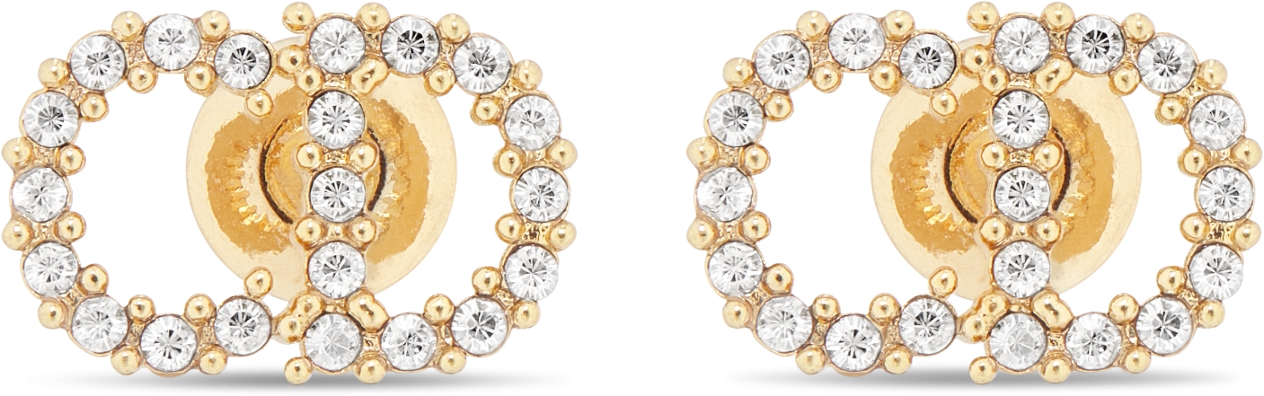 Clair D Lune Earrings Gold Finish Metal and White Crystals DIOR