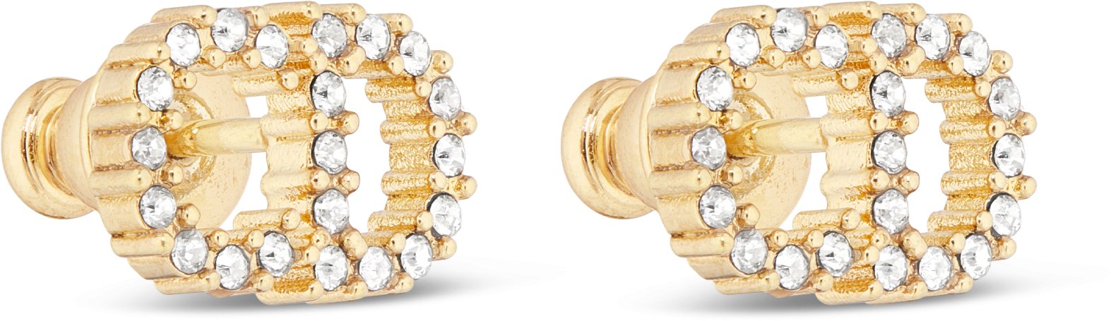 Clair D Lune Earrings Gold Finish Metal and White Crystals DIOR
